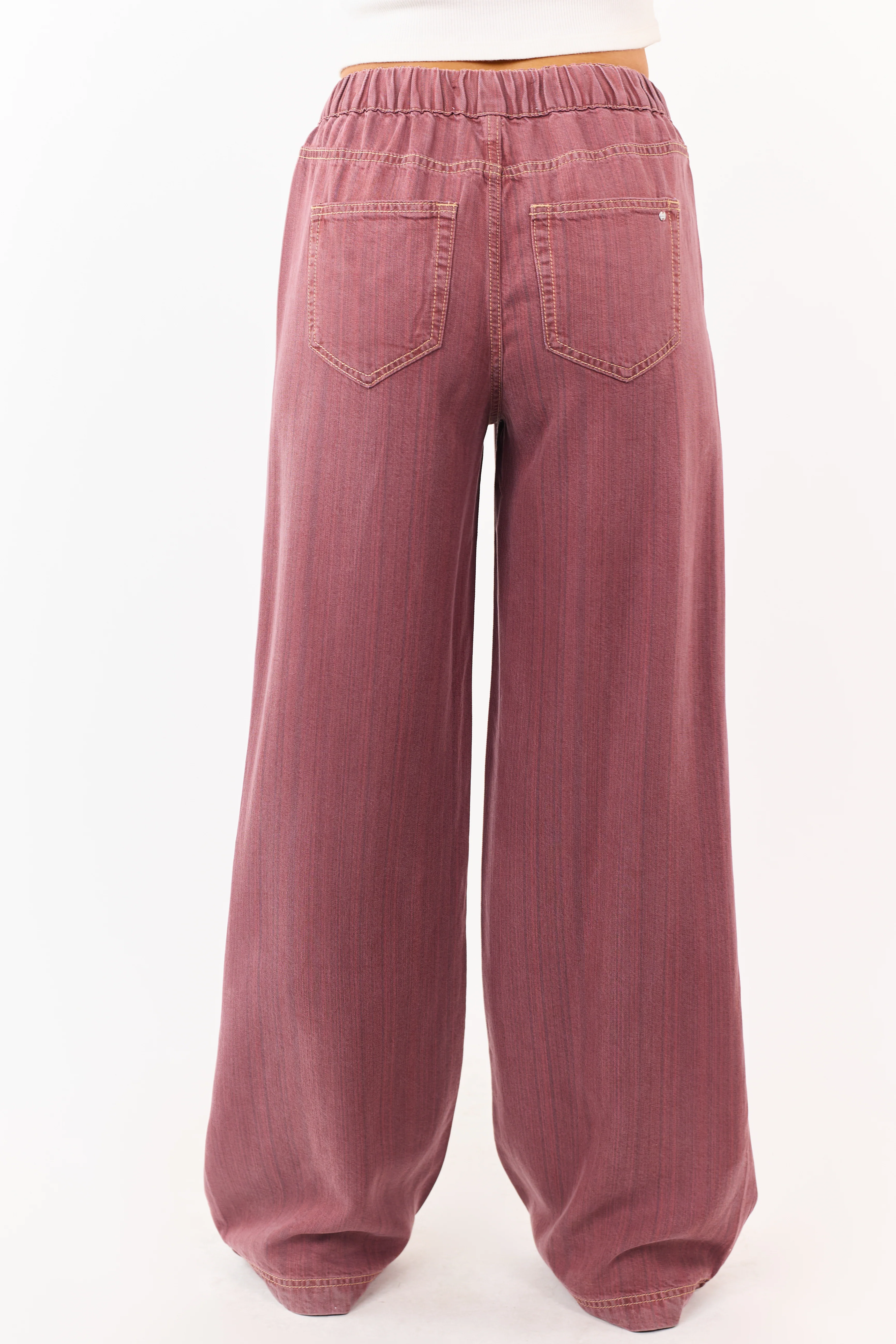 Mica Denim Hibiscus Wide Leg Drawstring Pants - Image 4
