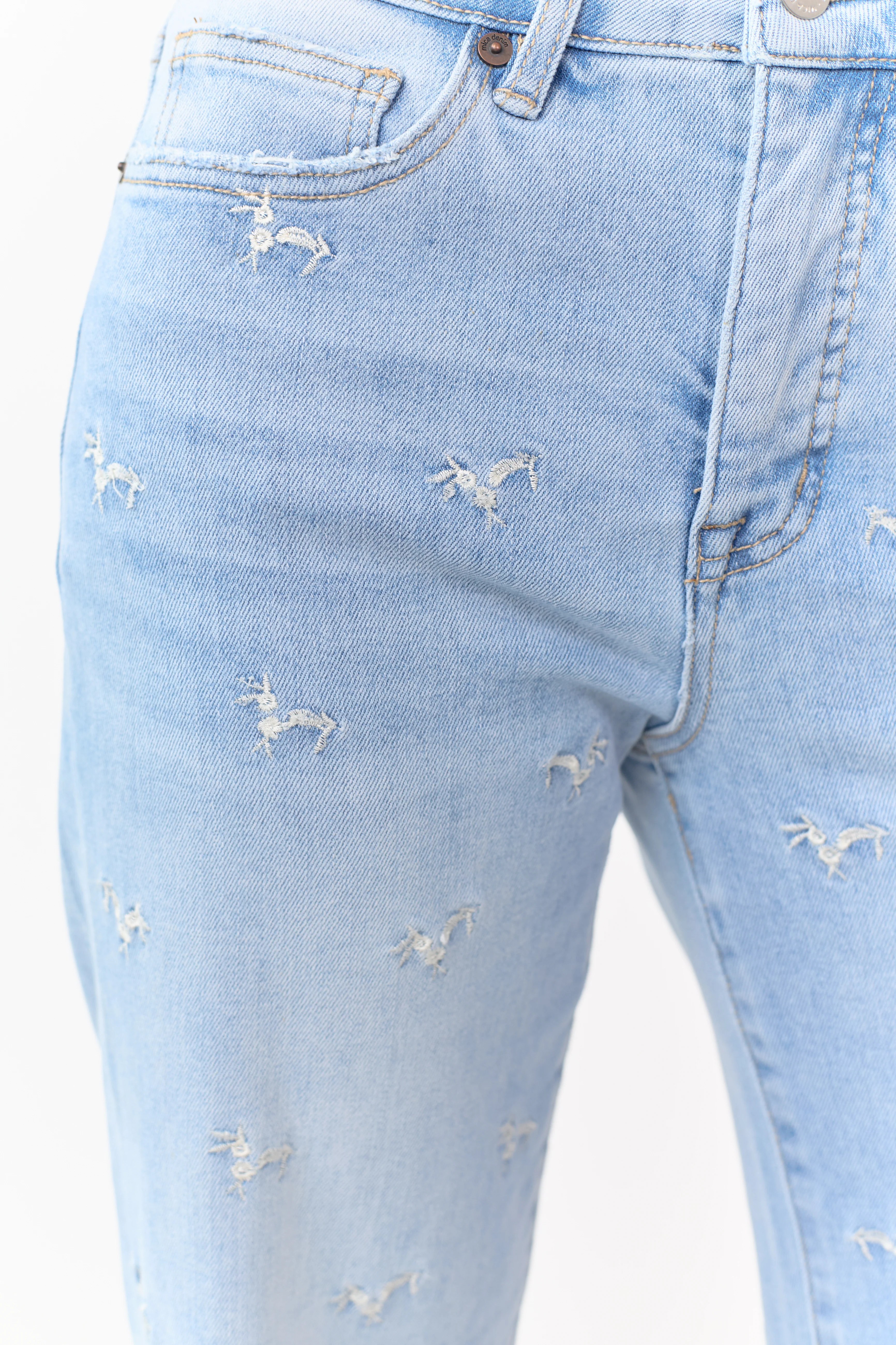 Mica Denim Light Embroidered Tummy Control Wide Jeans - Image 2