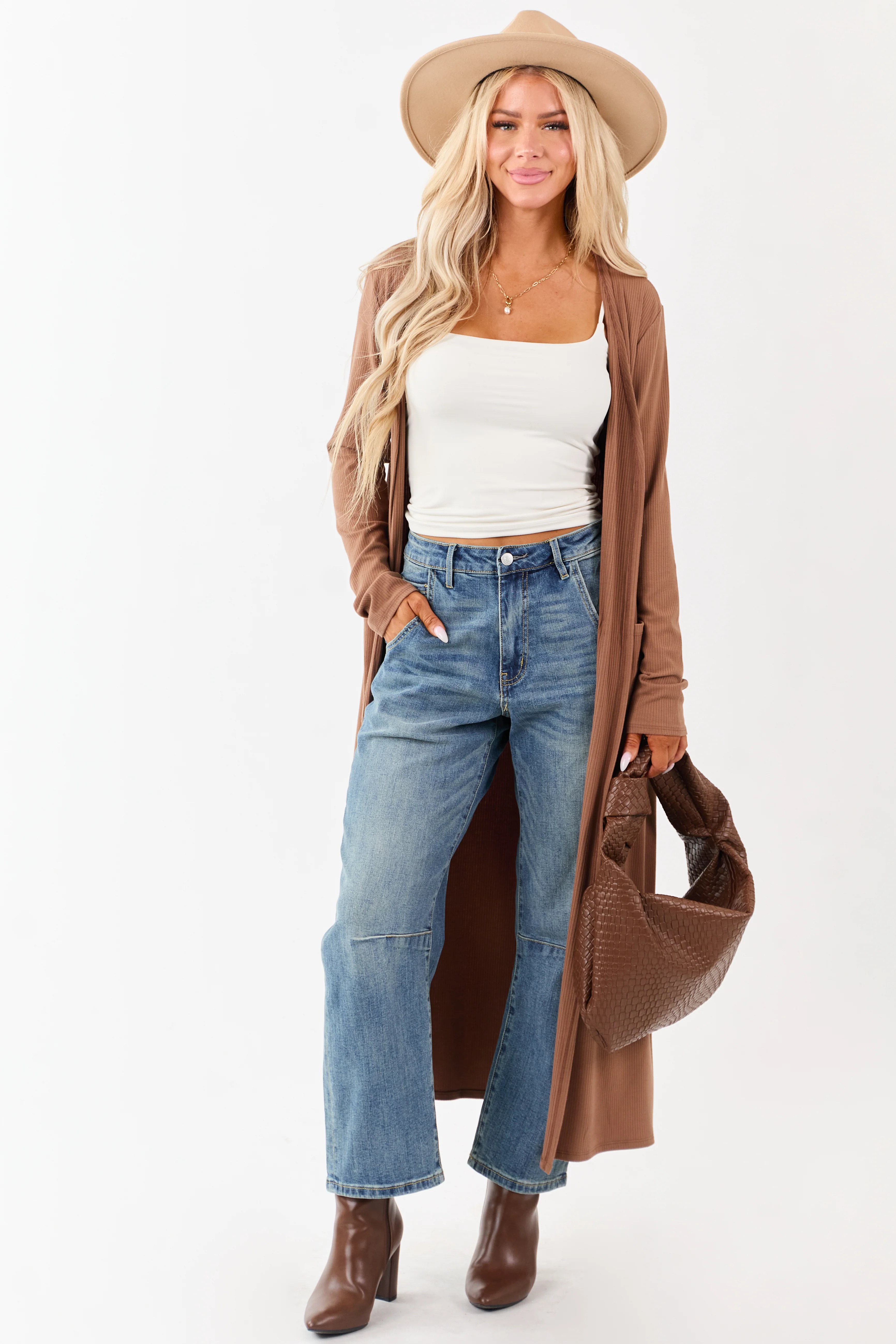 Mica Denim Medium Vintage Wash Stretchy Barrel Jeans - Image 7