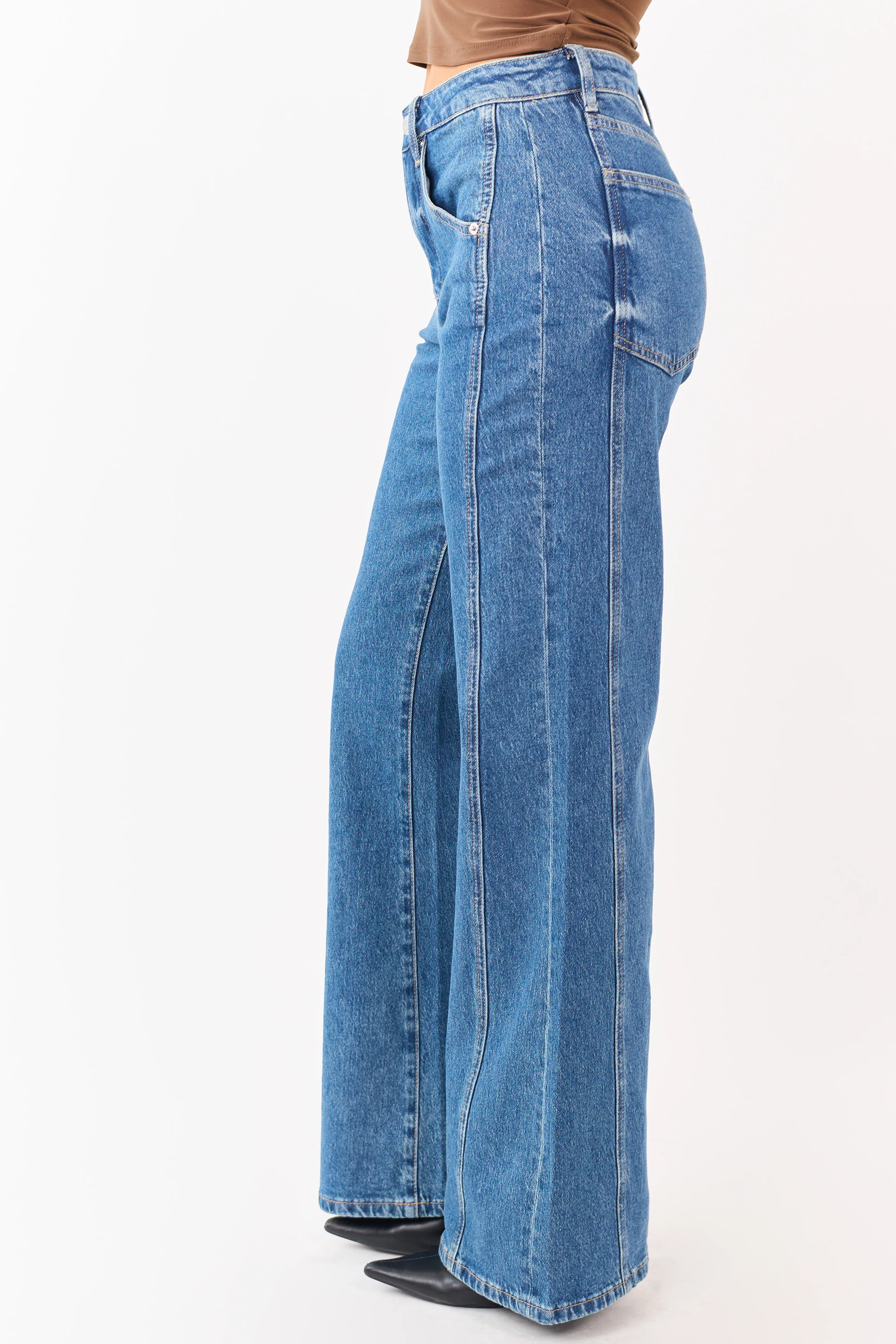 Mica Denim Medium Wash Wide Leg Tummy Control Jeans - Image 3