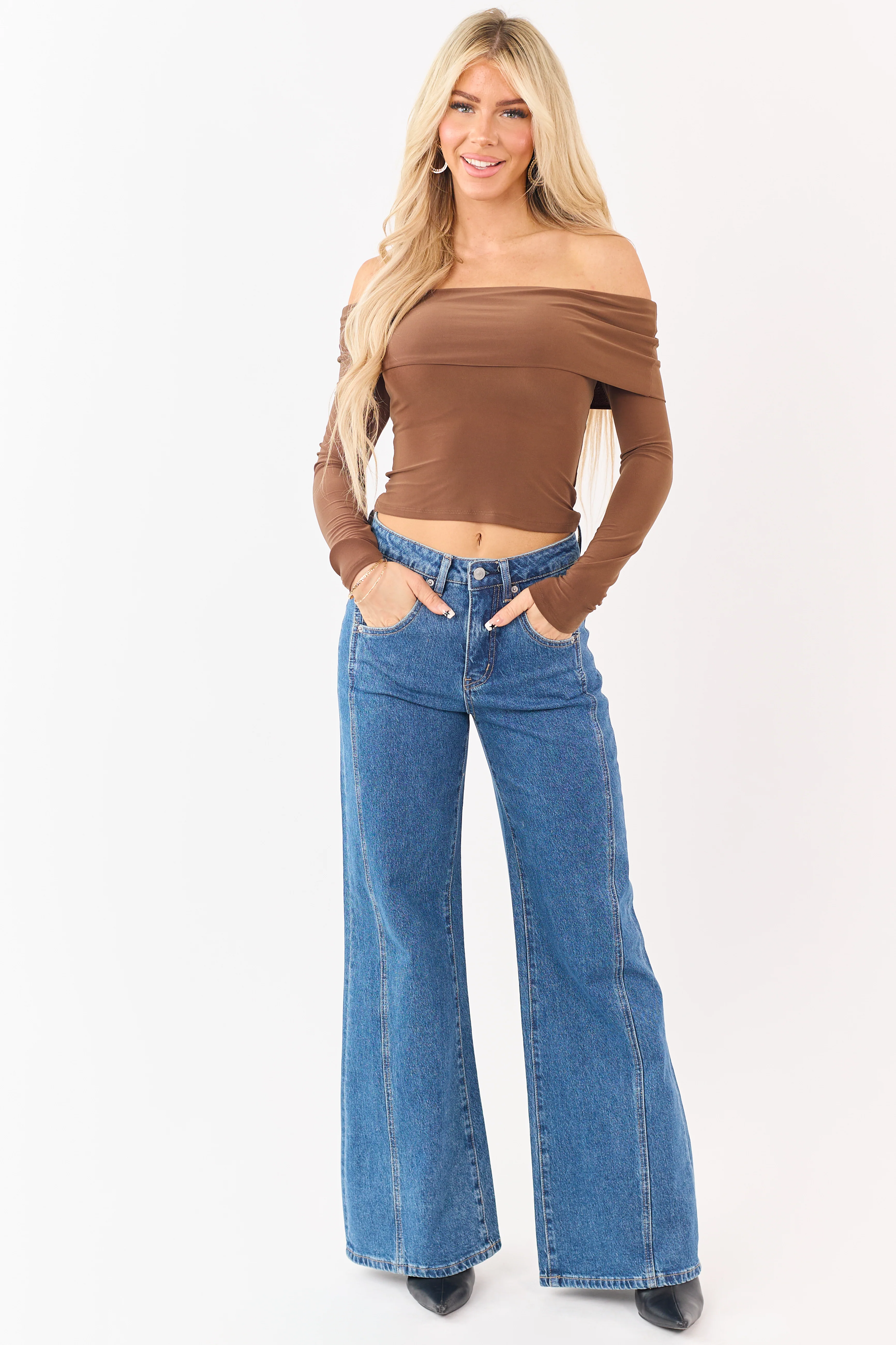 Mica Denim Medium Wash Wide Leg Tummy Control Jeans - Image 6