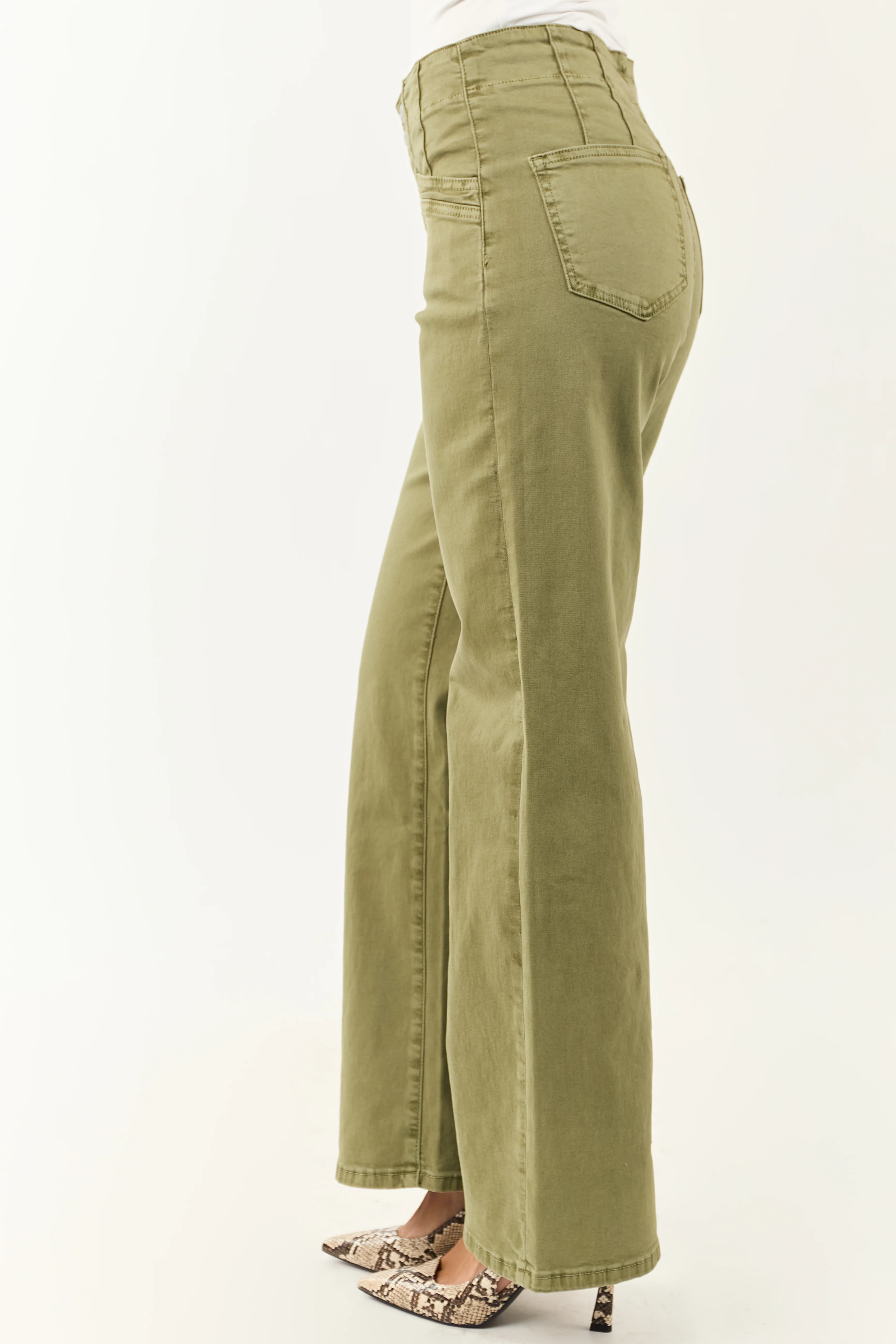 Mica Denim Pistachio Wide Leg Stretchy Jeans - Image 3