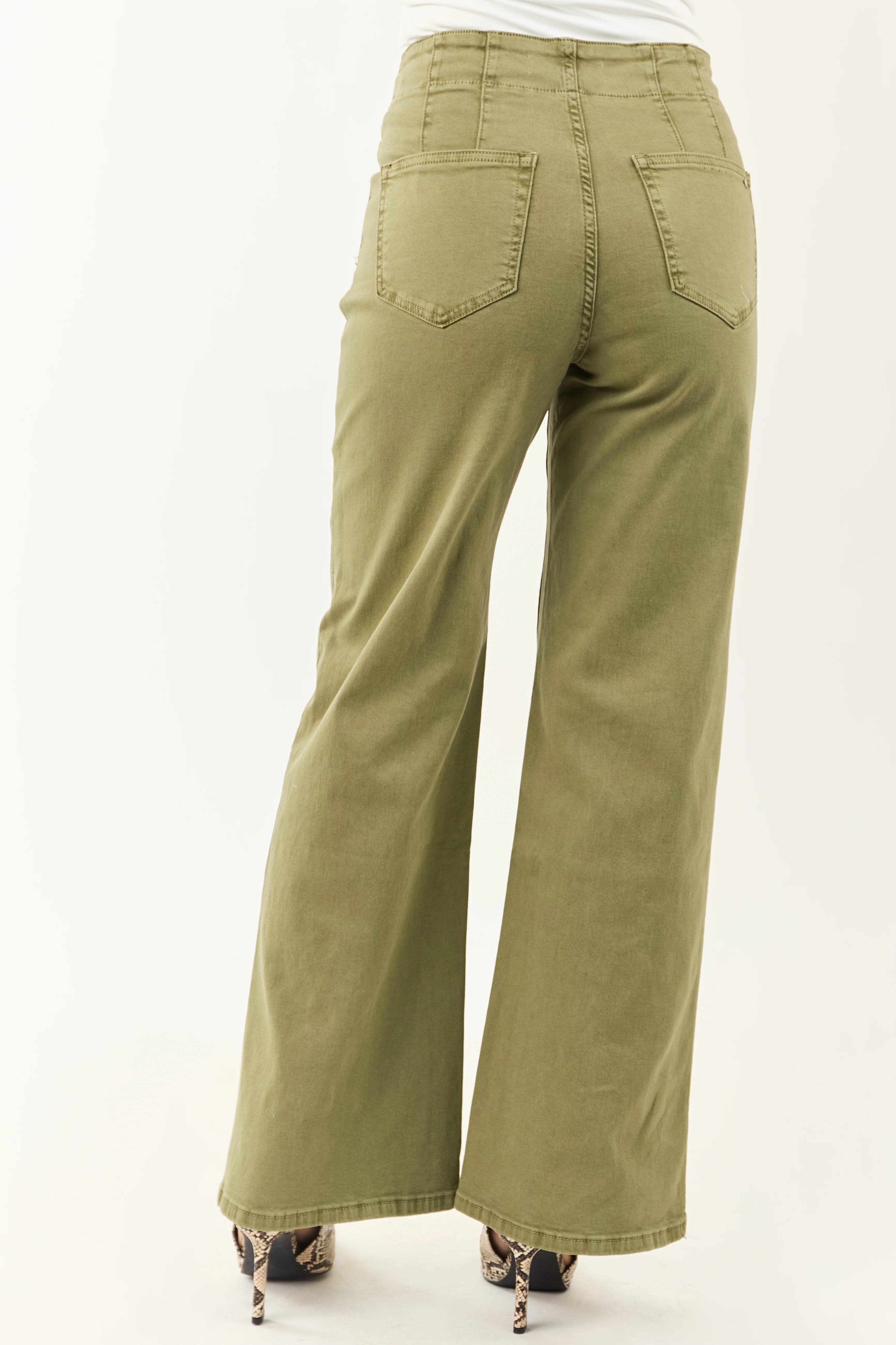 Mica Denim Pistachio Wide Leg Stretchy Jeans - Image 4
