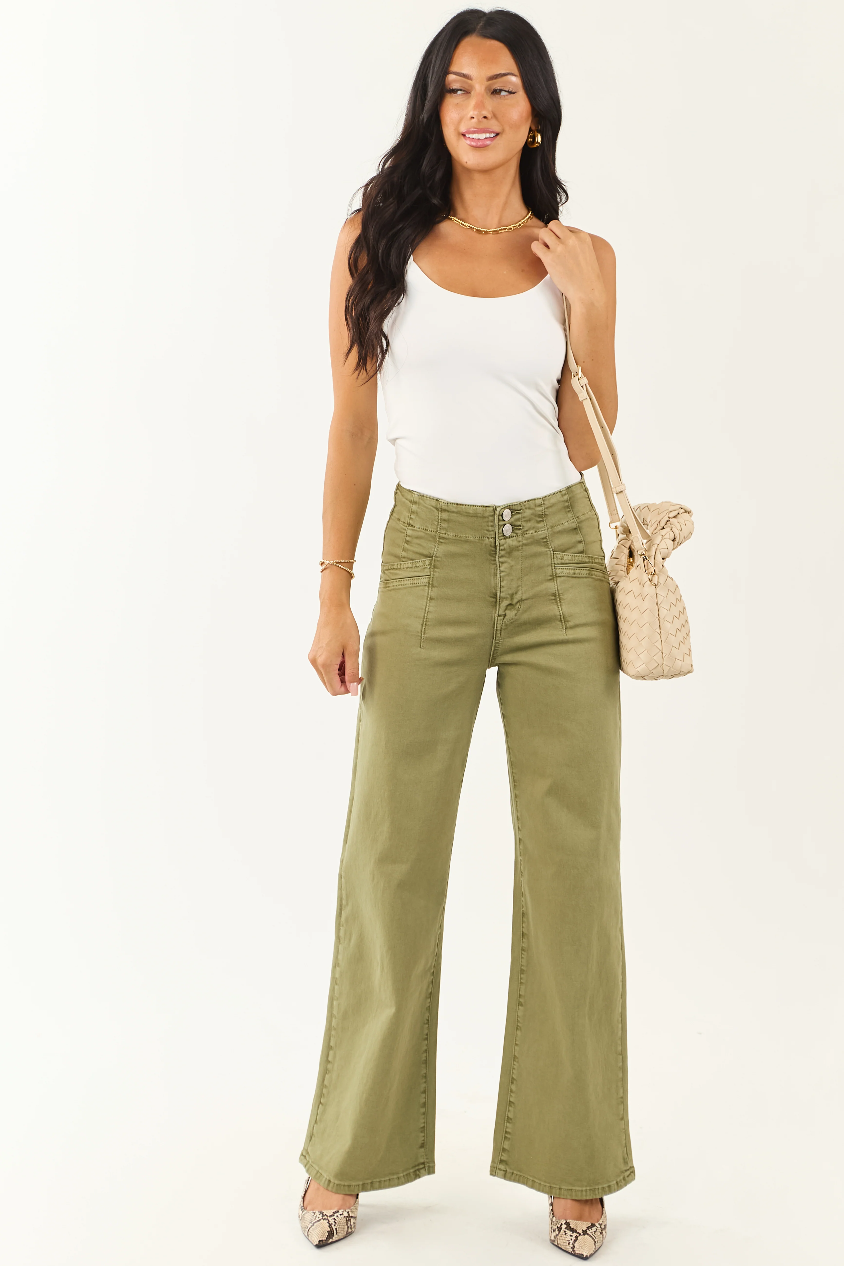 Mica Denim Pistachio Wide Leg Stretchy Jeans - Image 7
