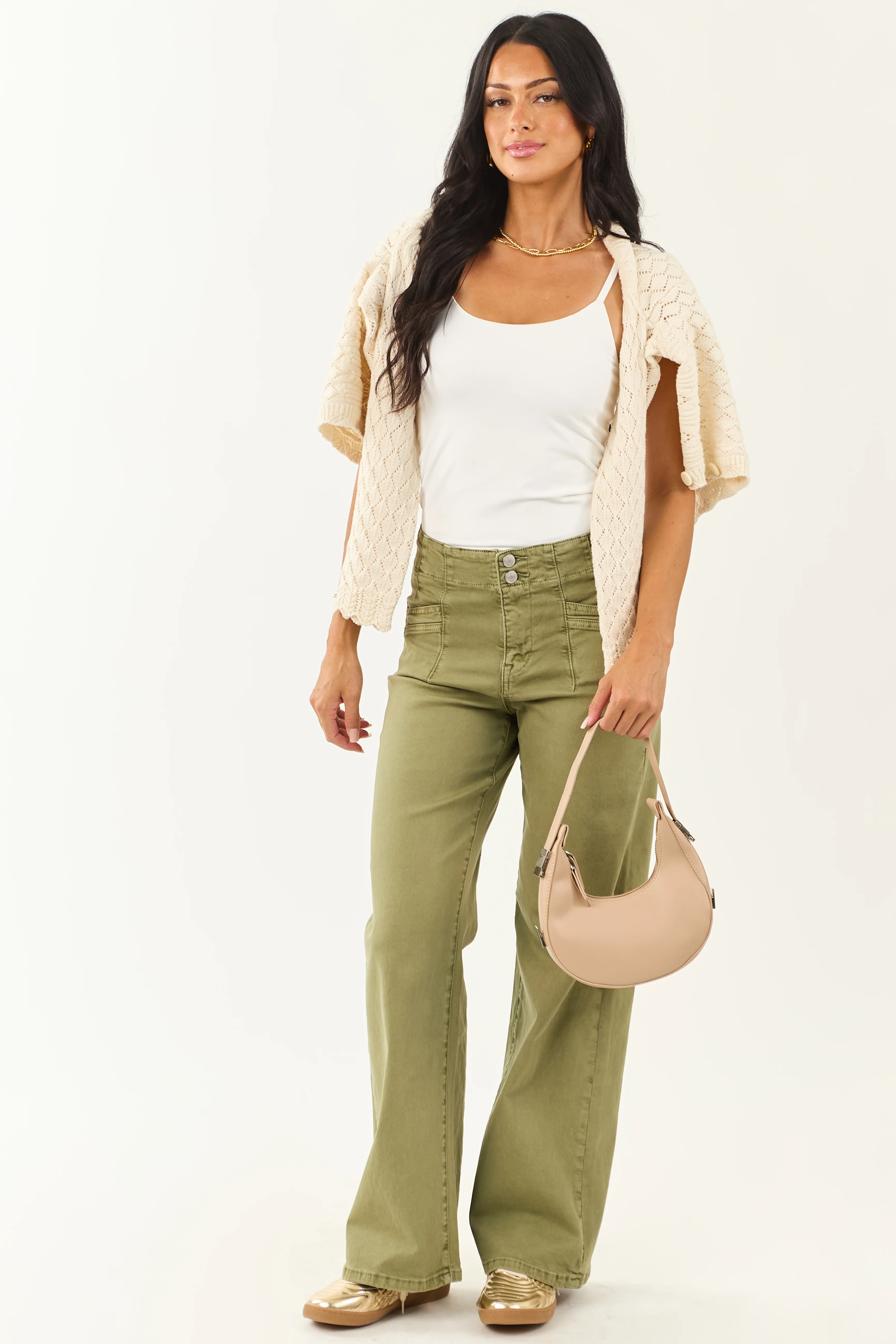 Mica Denim Pistachio Wide Leg Stretchy Jeans - Image 8