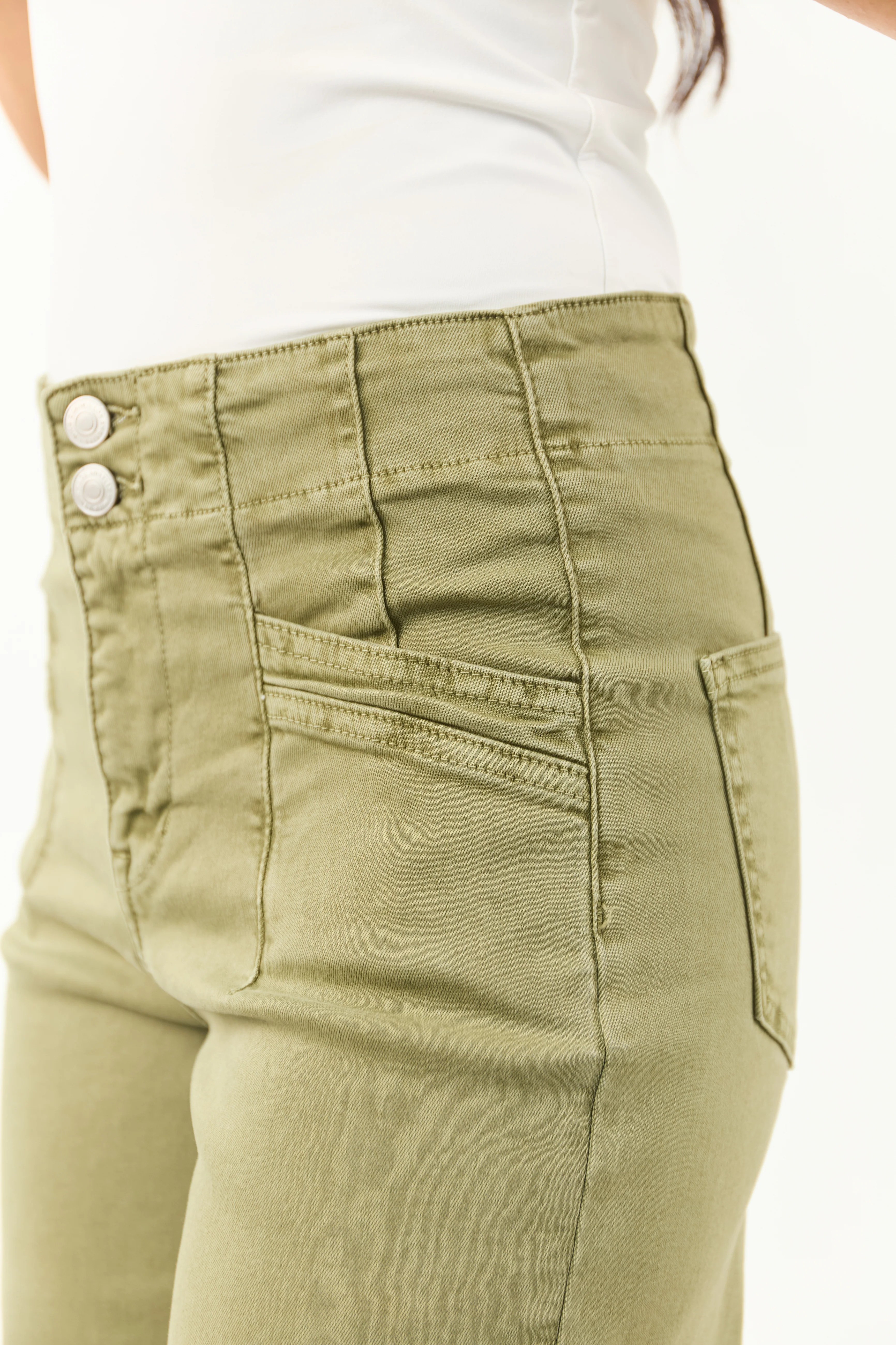 Mica Denim Pistachio Wide Leg Stretchy Jeans - Image 9