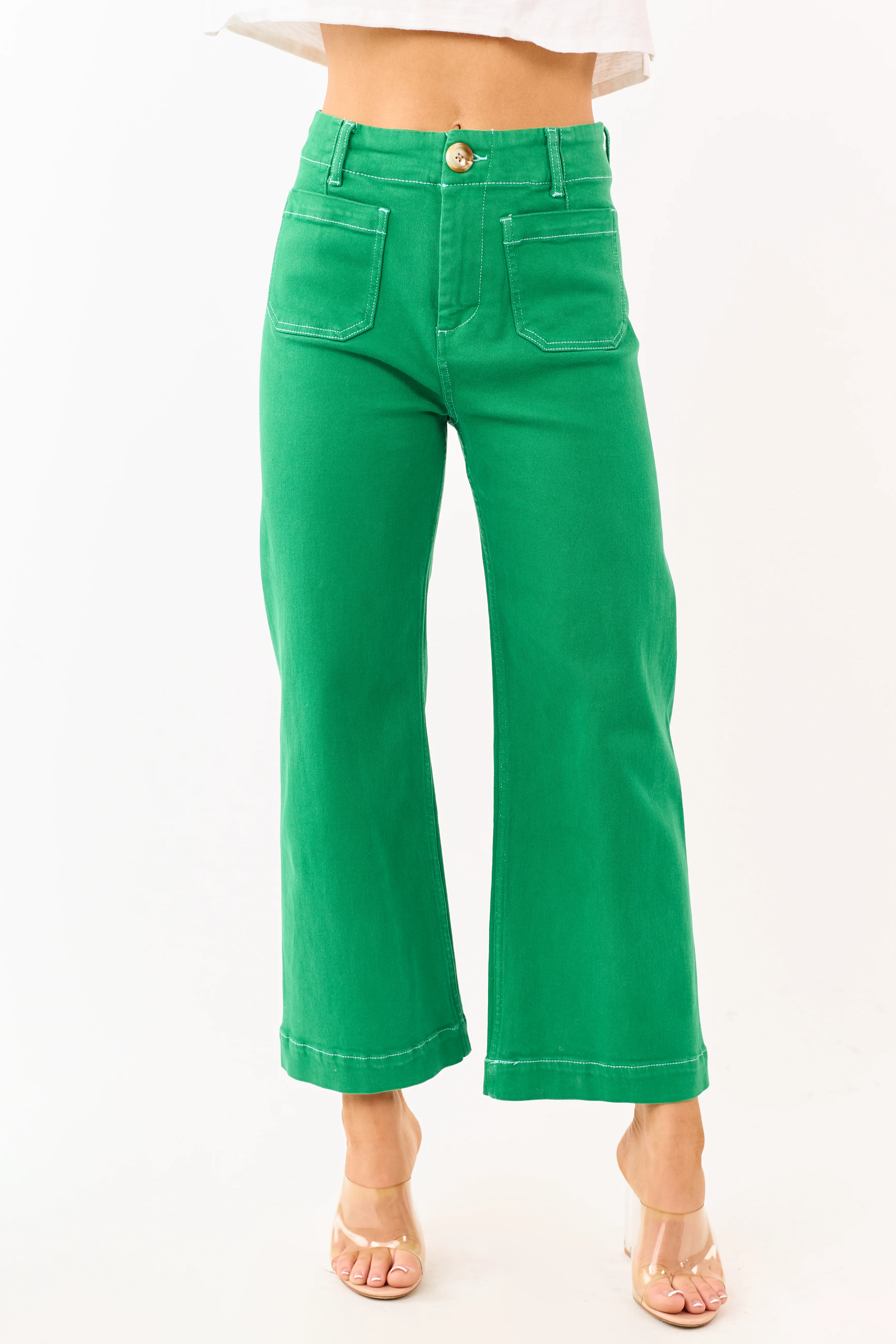 Mica Denim Shamrock Stretchy Wide Leg Crop Jeans - Image 2