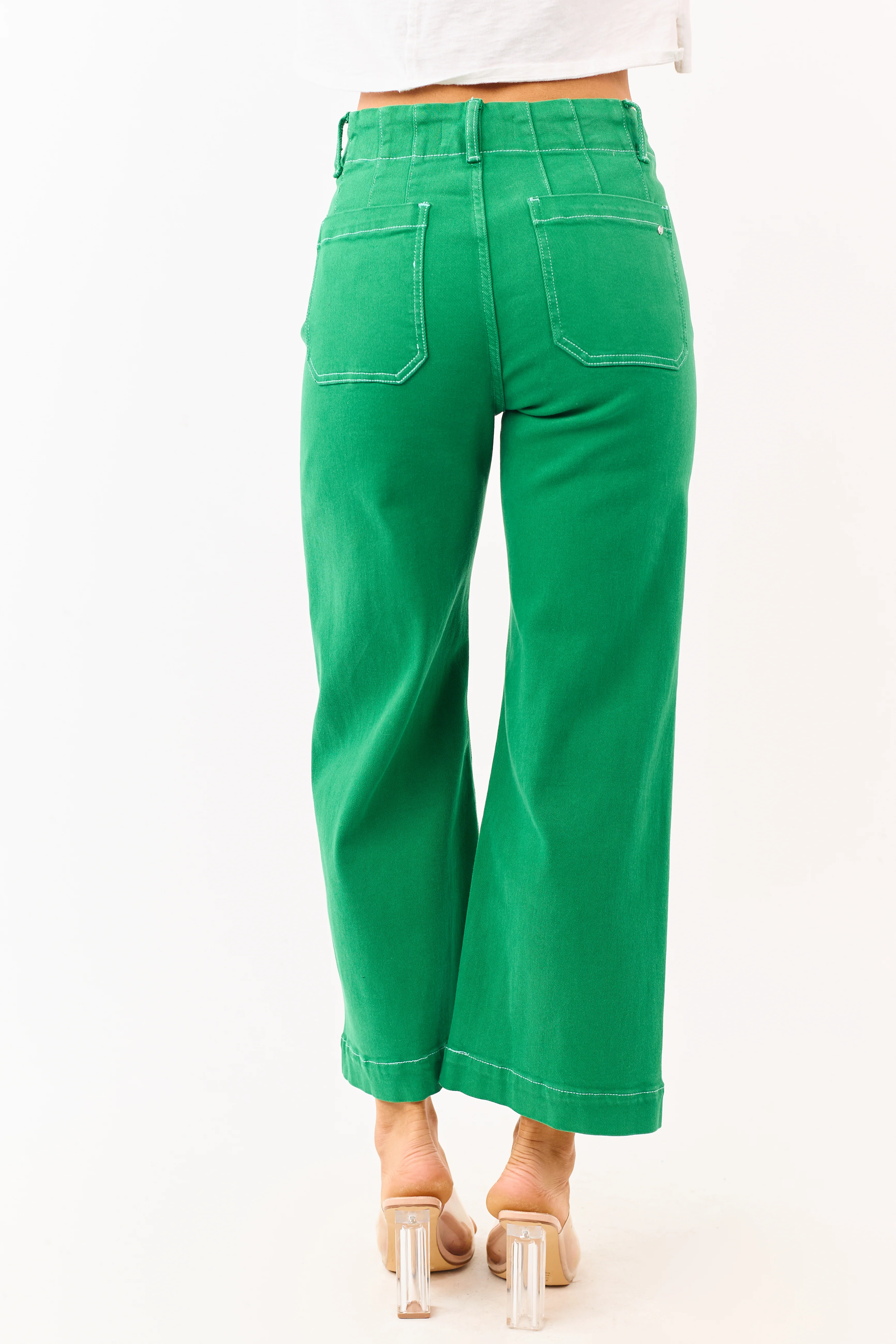 Mica Denim Shamrock Stretchy Wide Leg Crop Jeans - Image 4
