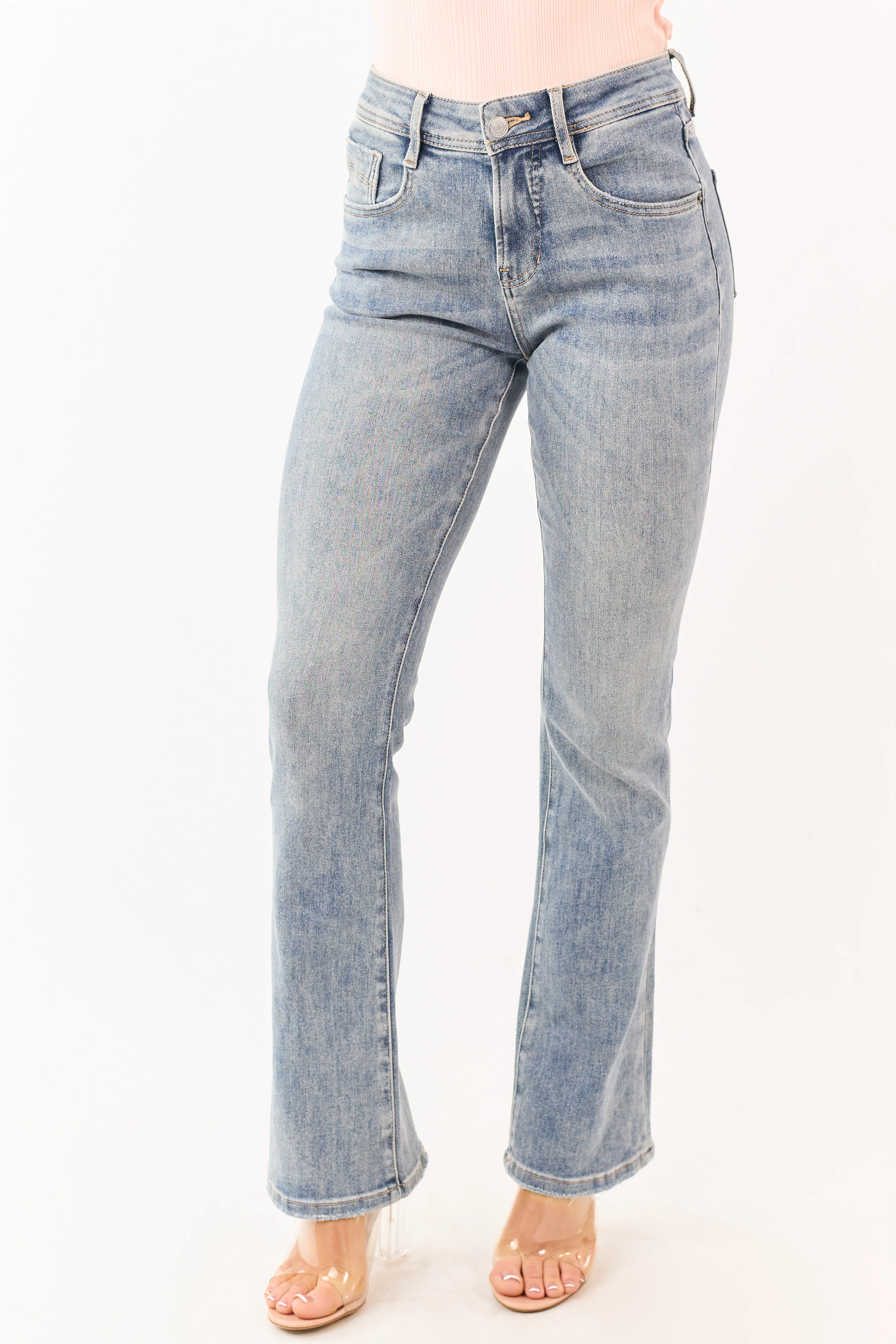 Mica Denim Vintage Wash Stretchy Bootcut Jeans - Image 2