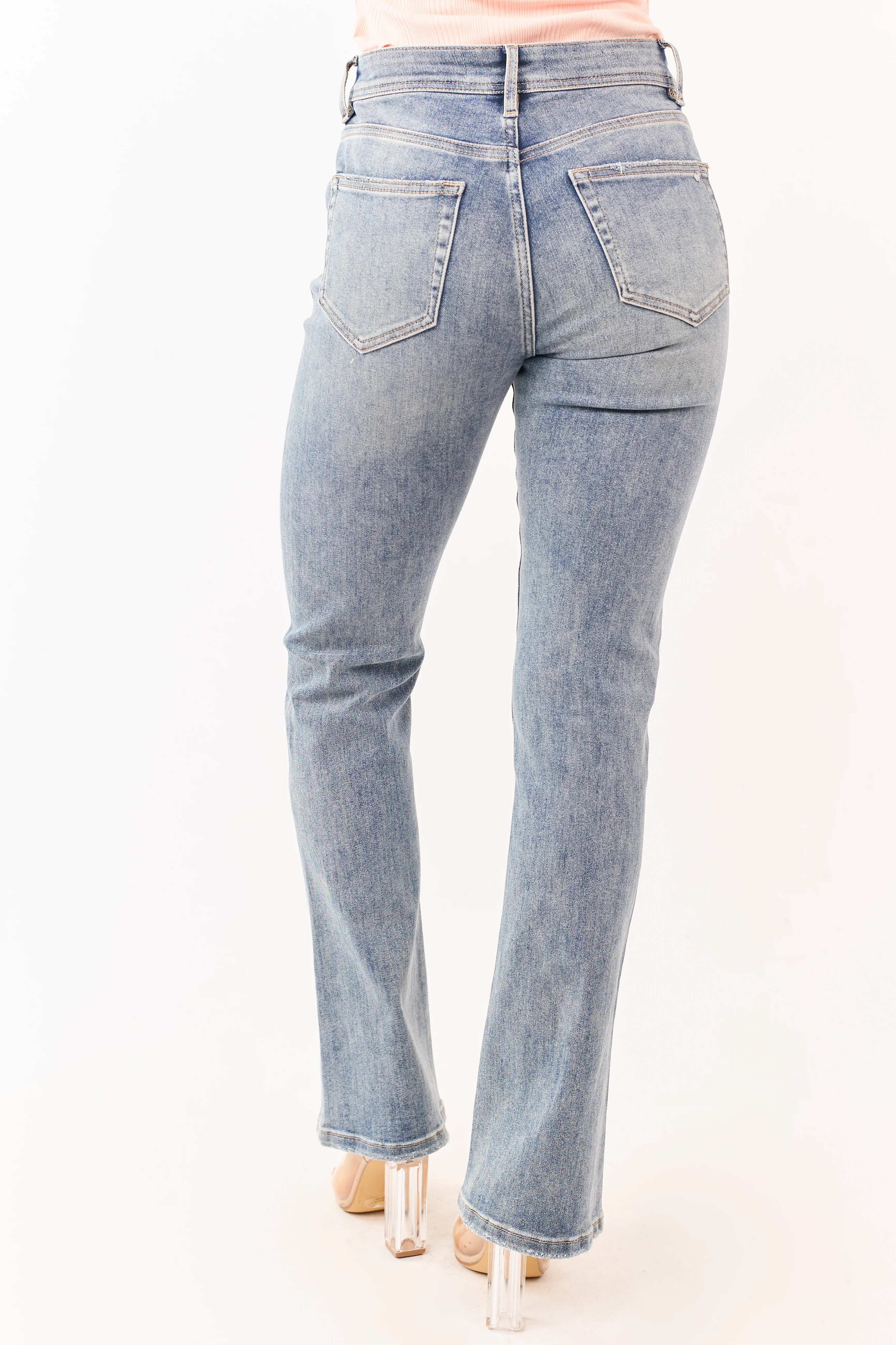 Mica Denim Vintage Wash Stretchy Bootcut Jeans - Image 4