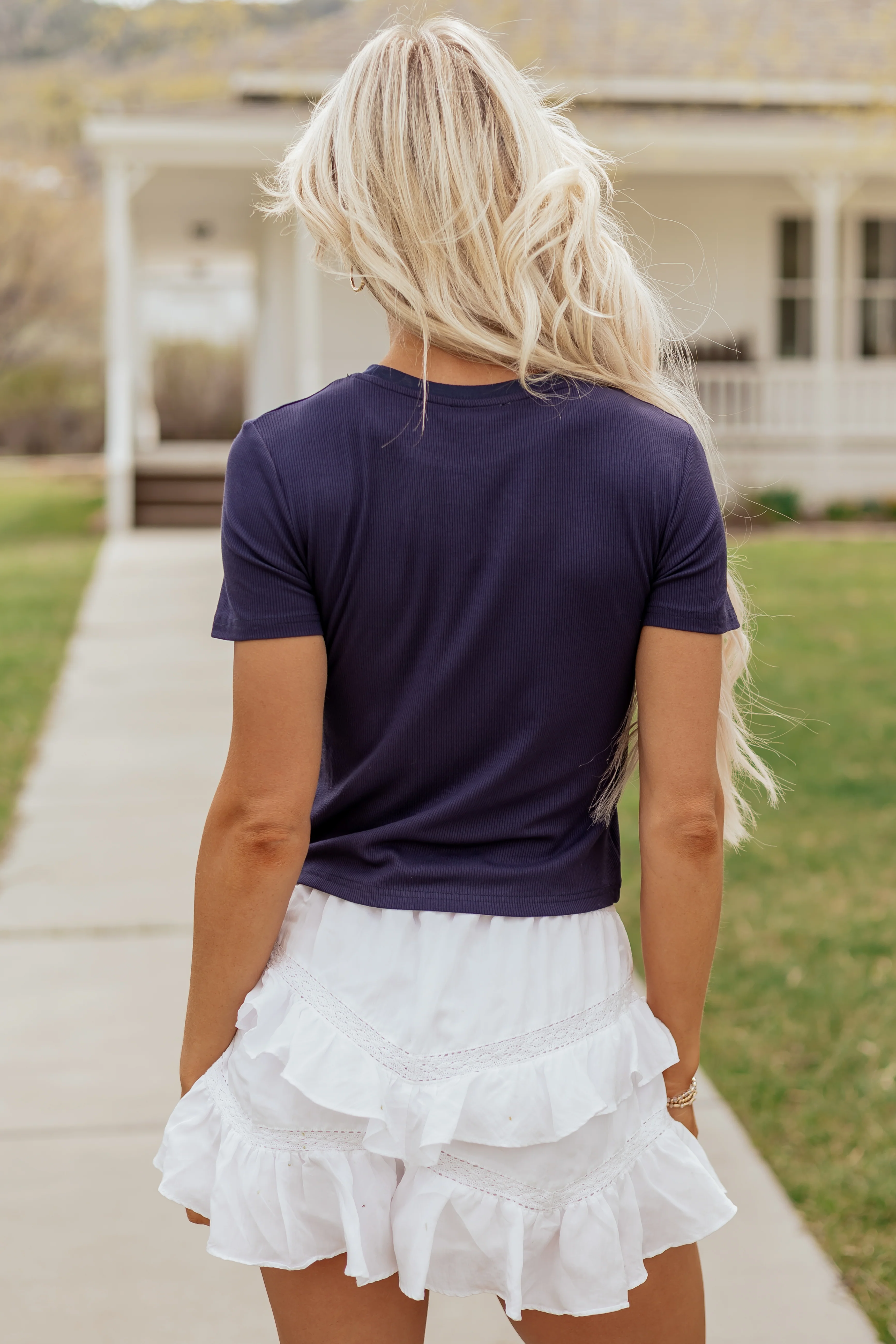 Navy Embroidered USA Cocktail Knit Top - Image 5