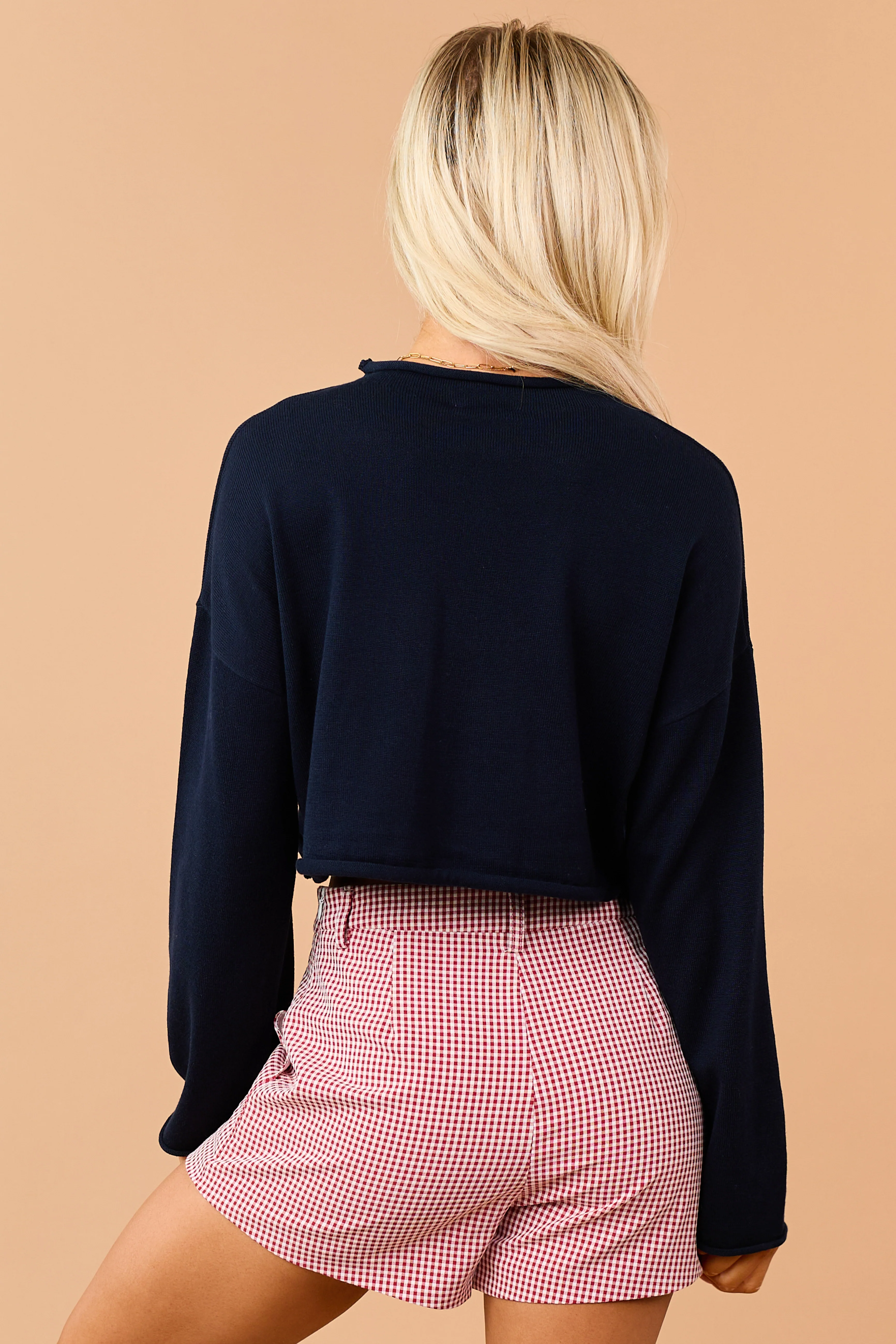 Navy 'USA' Cropped Long Sleeve Sweater - Image 7