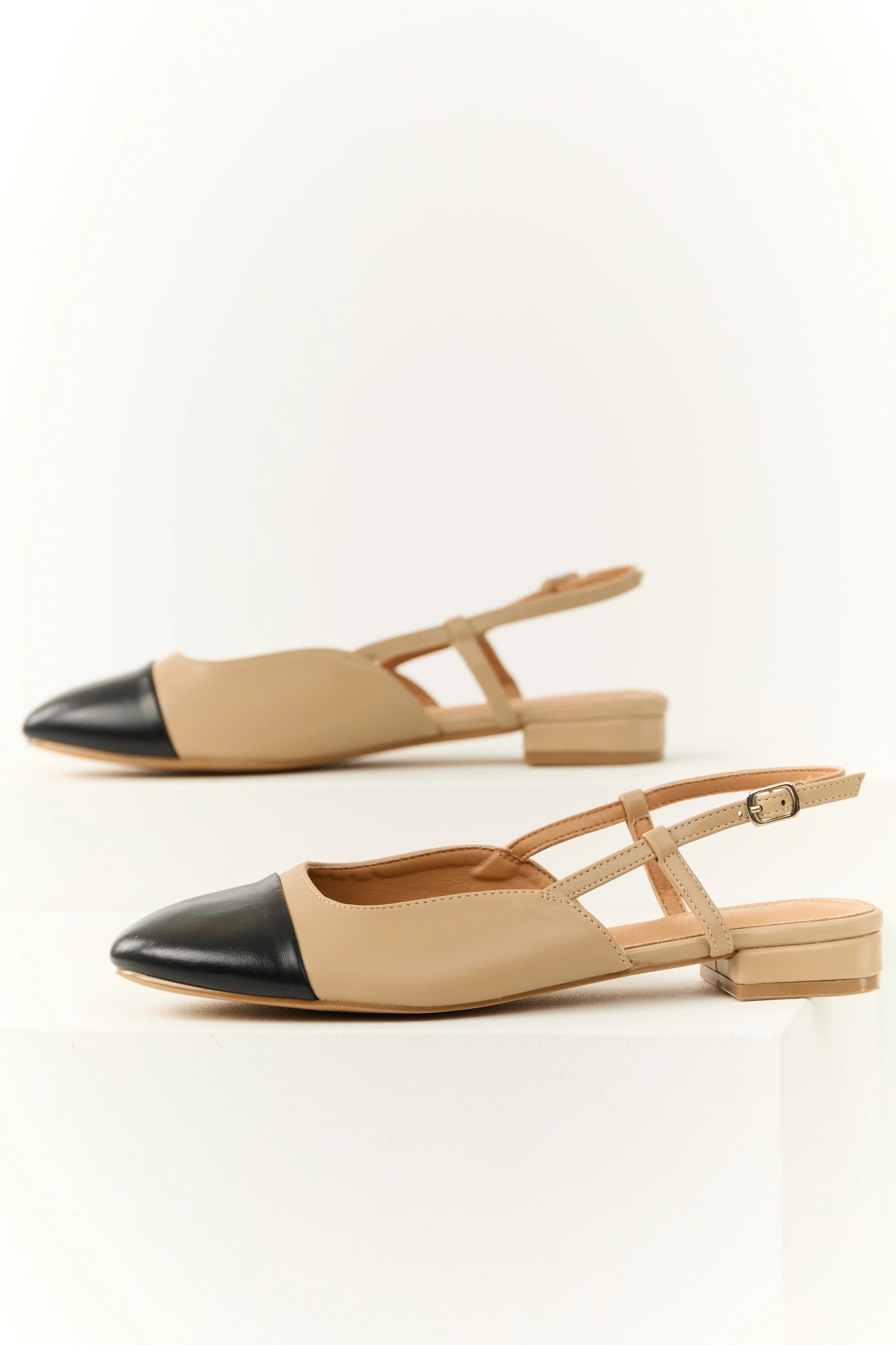 Nude Contrast Toe Slingback Flats - Image 2