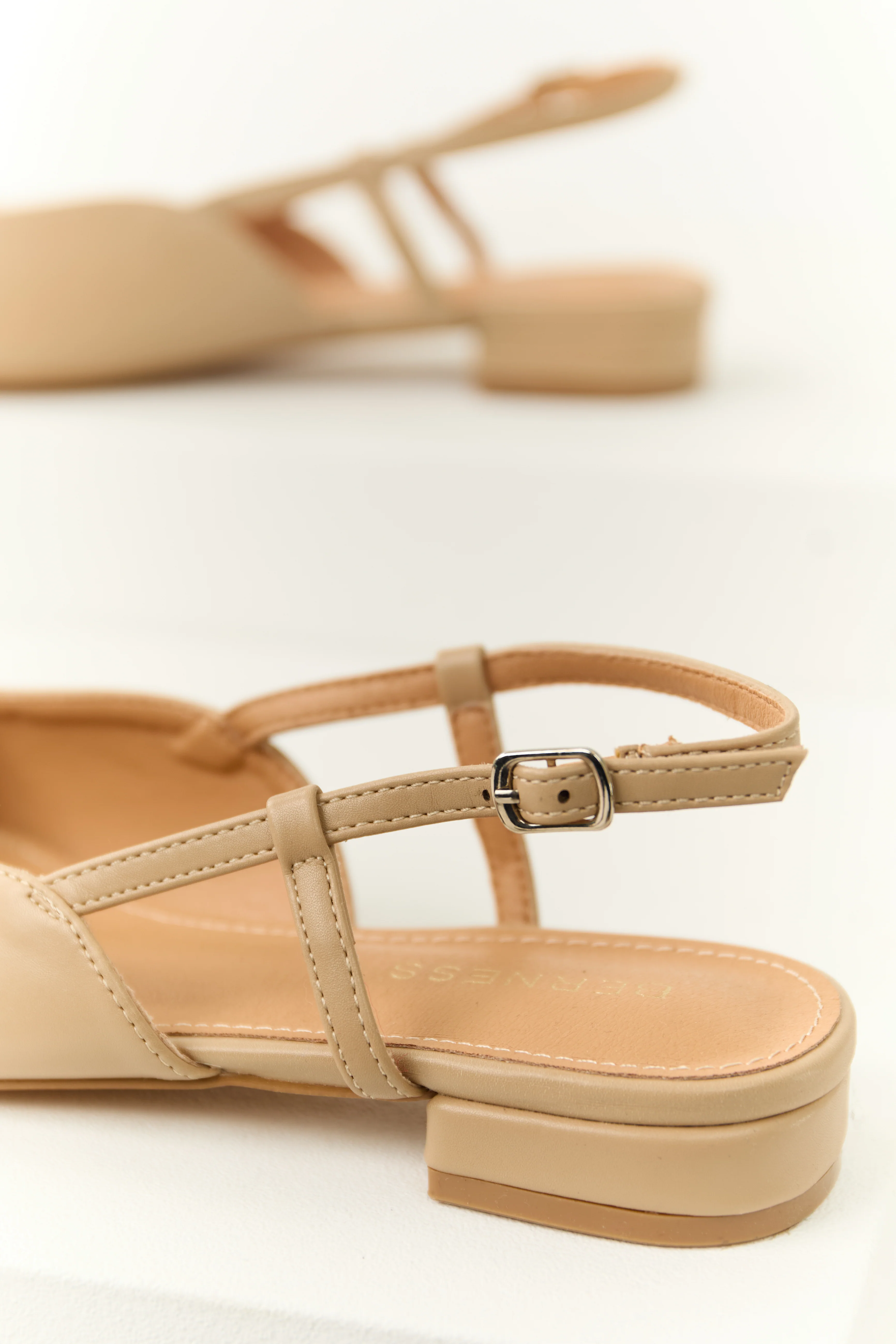 Nude Contrast Toe Slingback Flats - Image 3