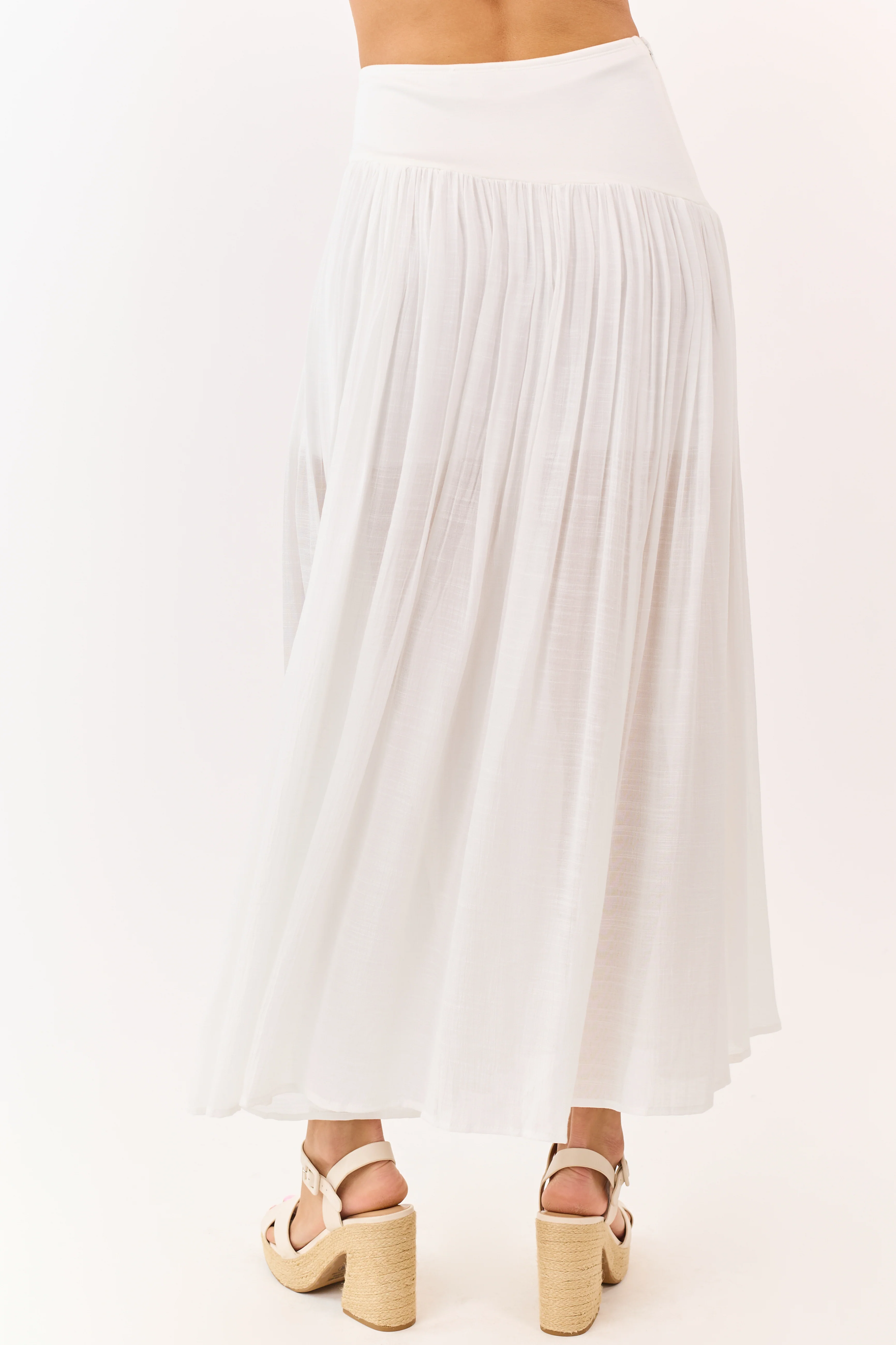 Off White Asymmetrical Waist Maxi Skirt - Image 4