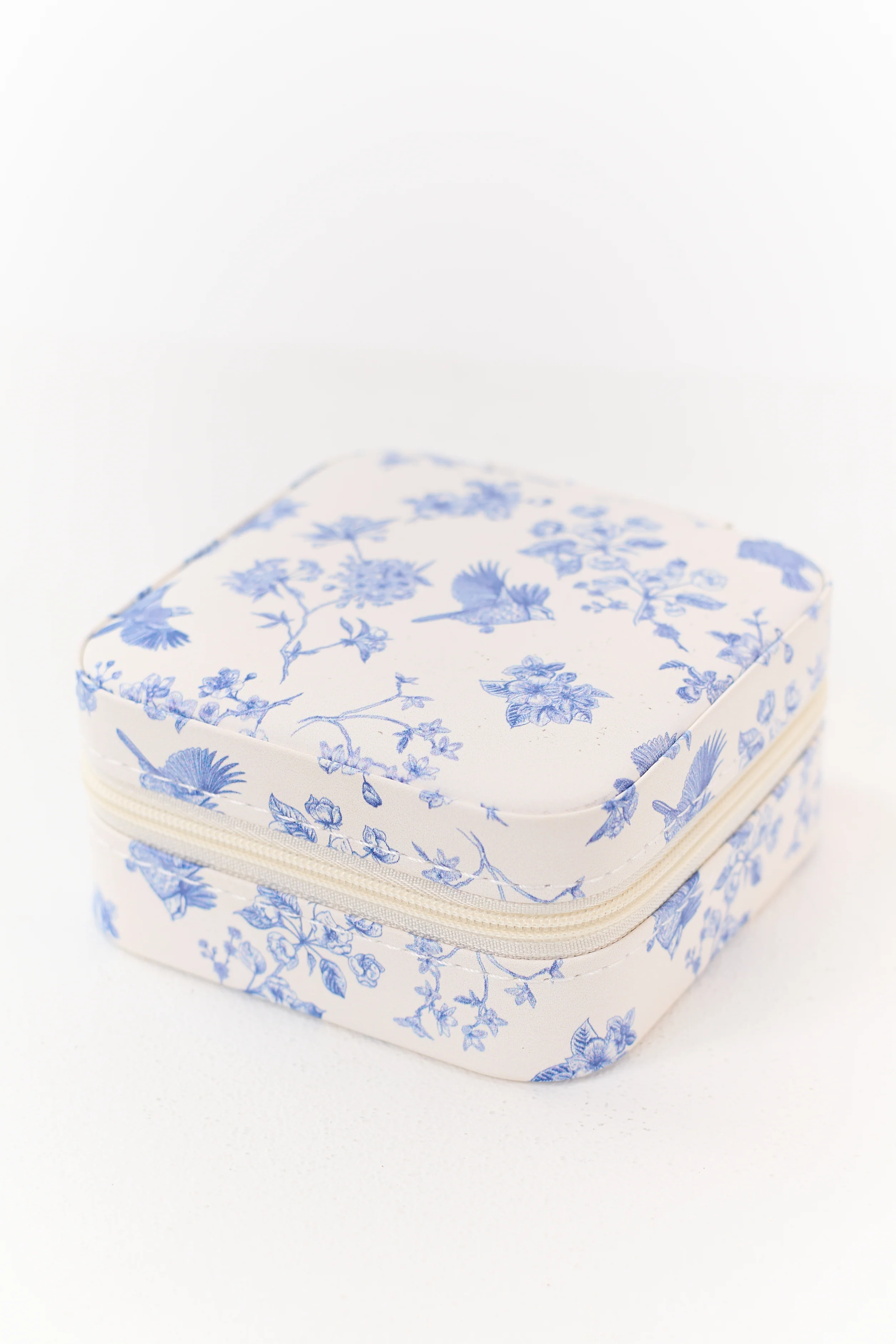 Off White Bird and Floral Print Portable Jewelry Box - Image 3