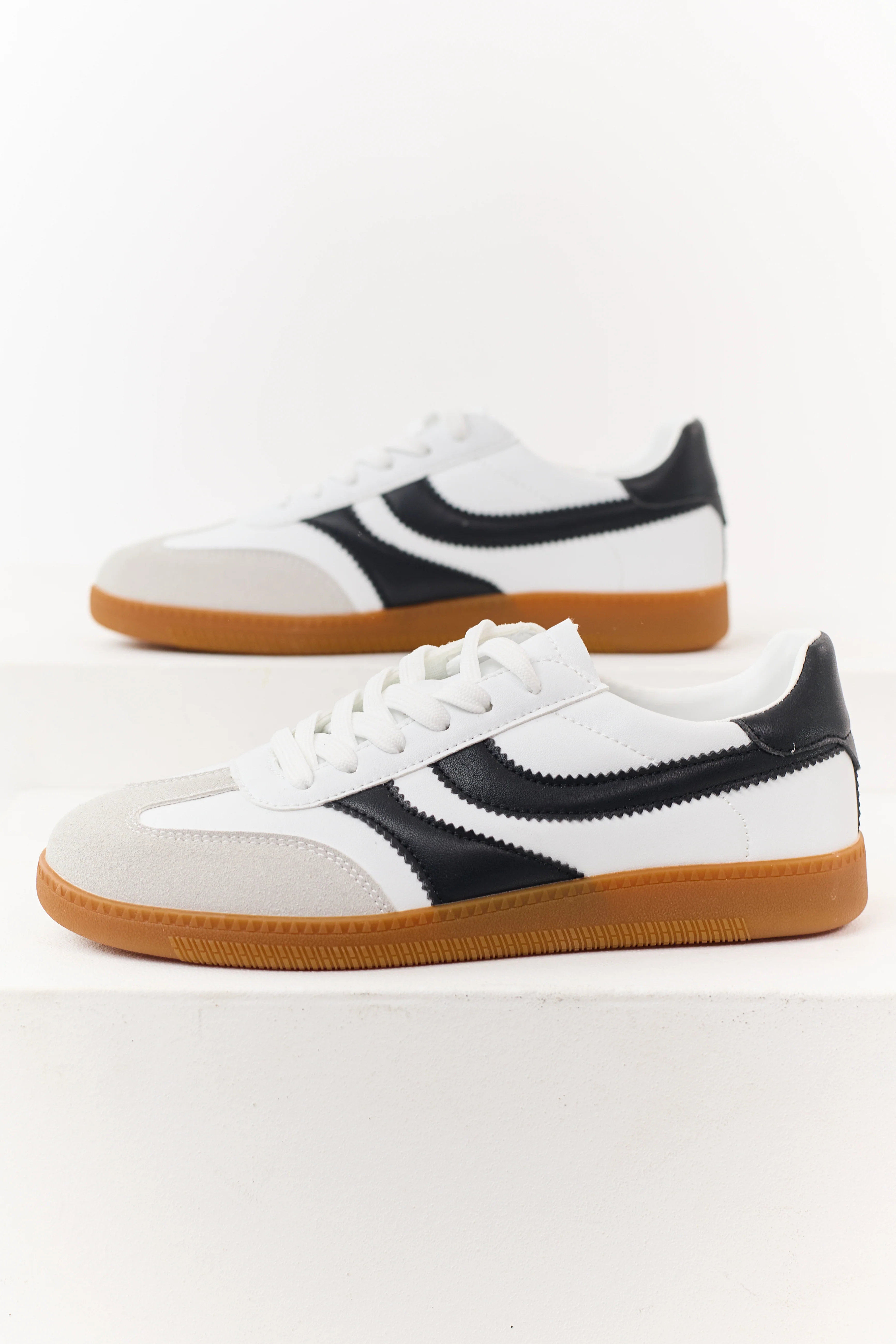 Off White Contrast Detail Lace Up Sneakers