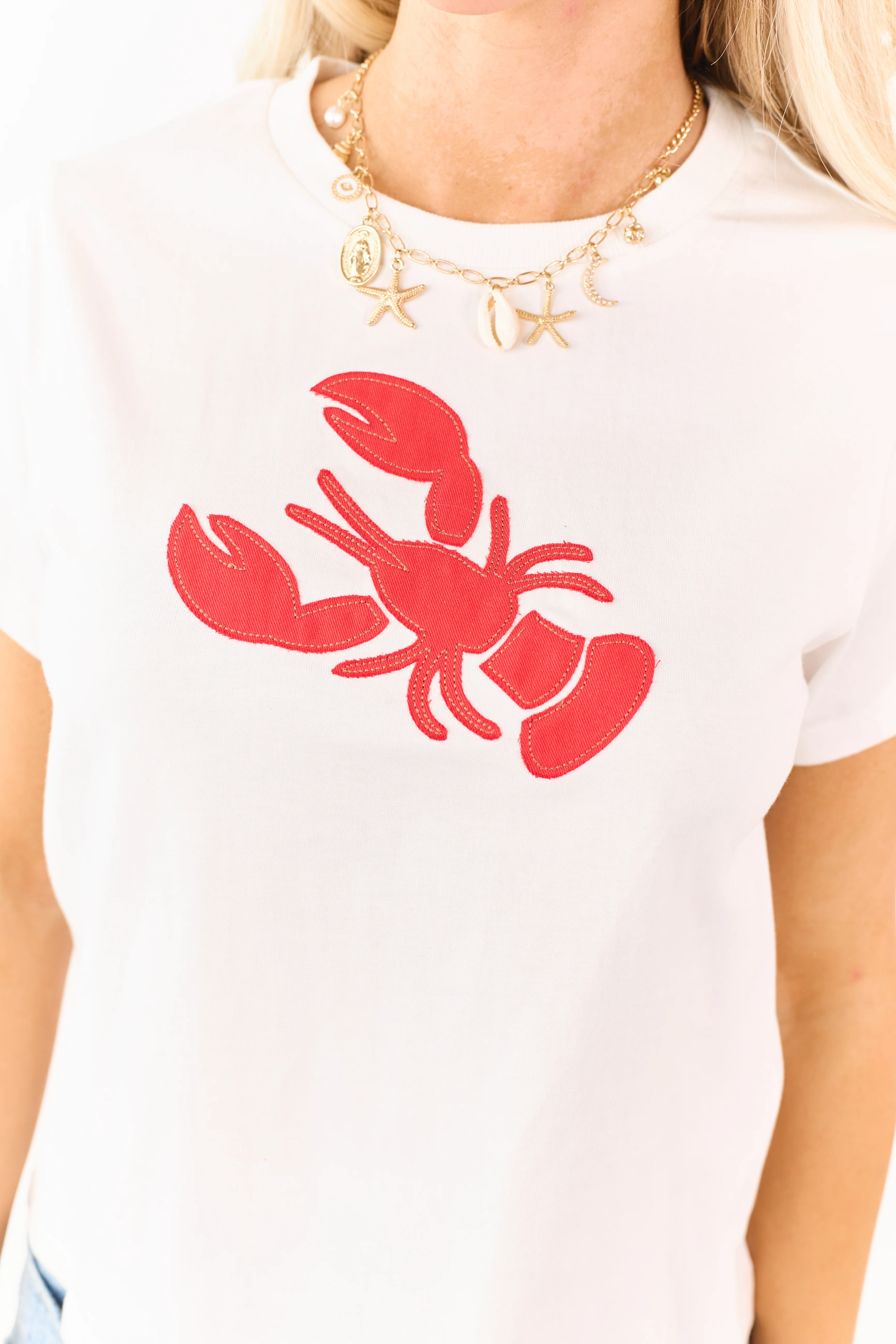 Off White Lobster Patch Graphic Cotton Tee - Image 6