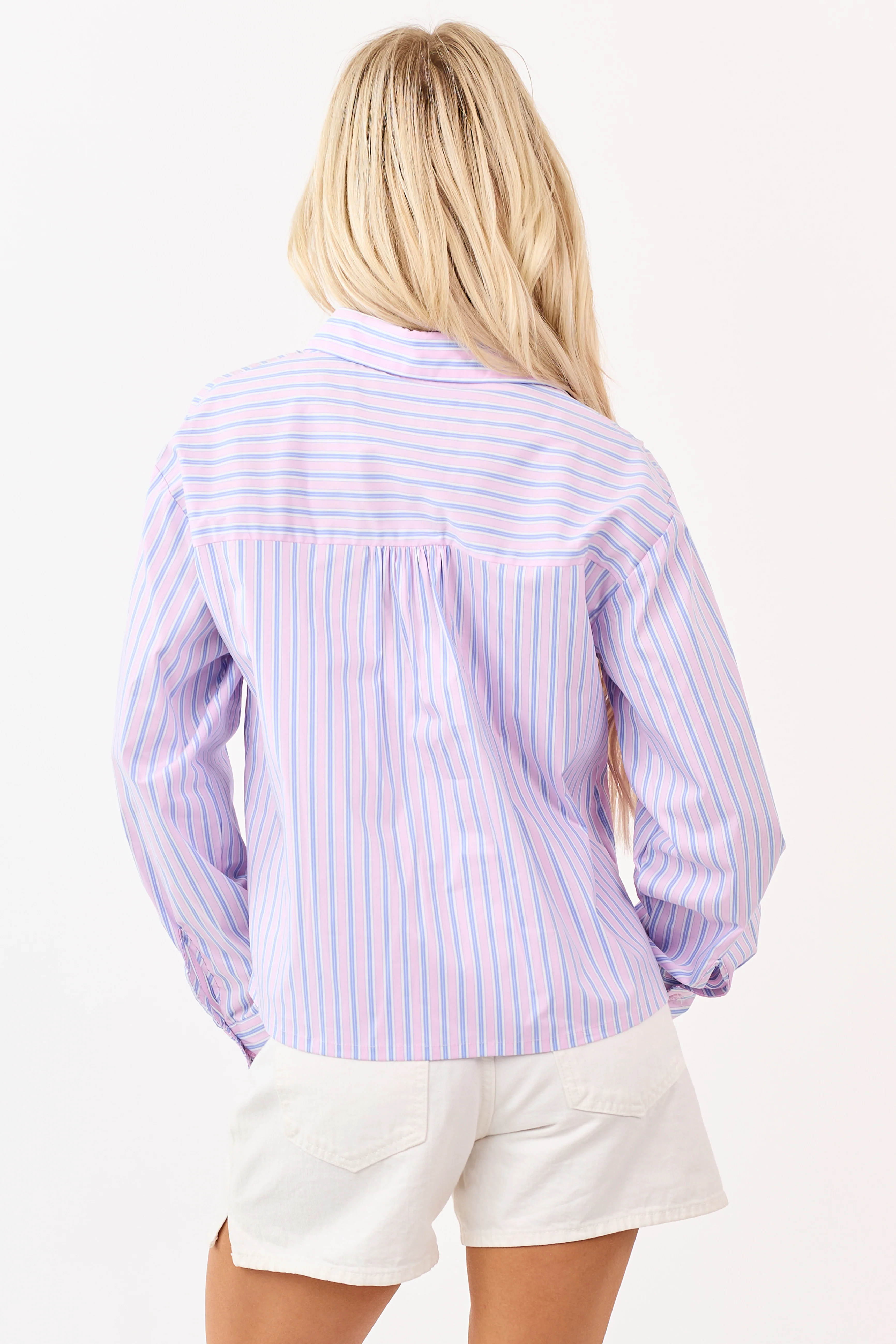 Orchid Striped Button Down Long Sleeve Top - Image 6