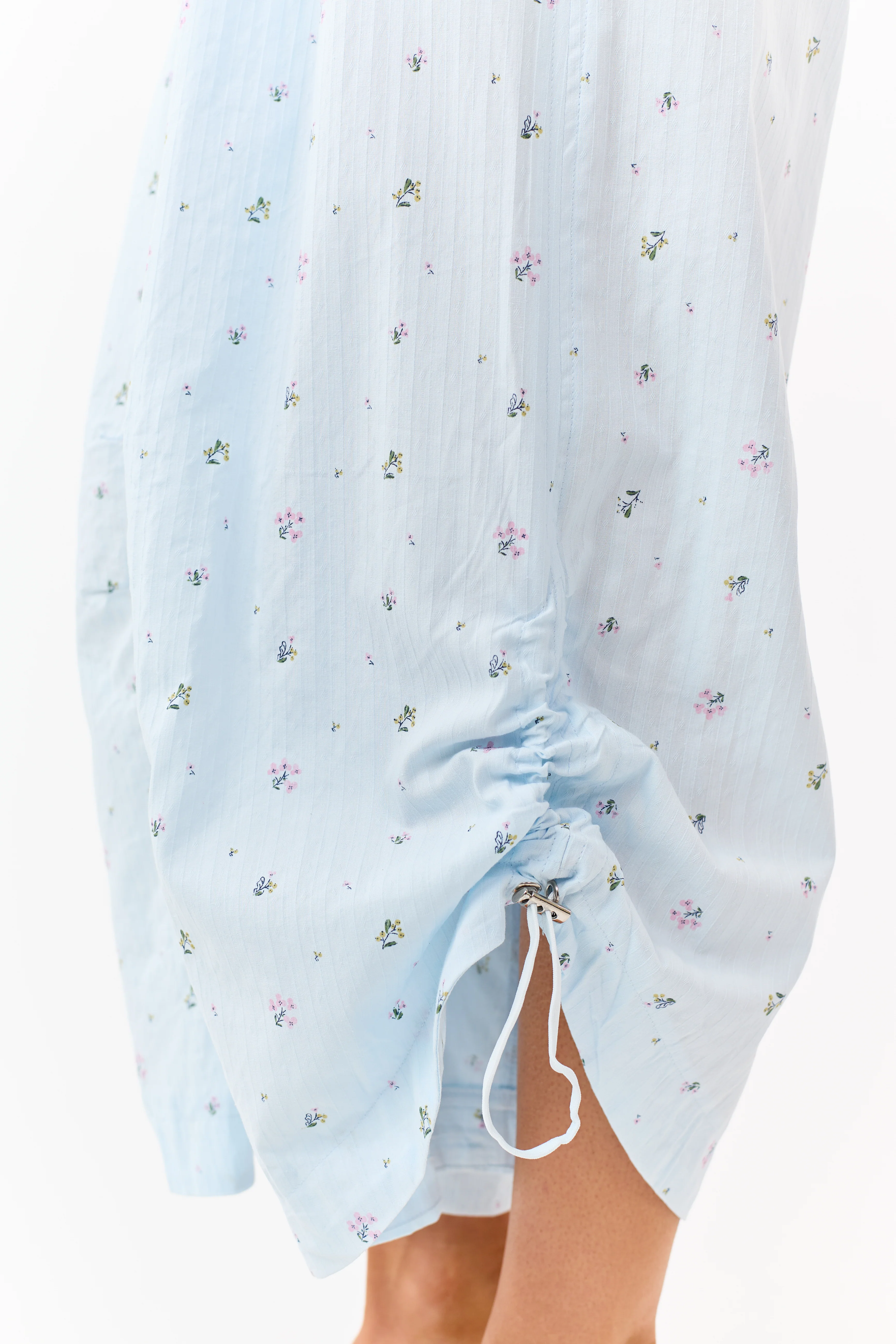 Pastel Blue Cotton Floral Print Strapless Jumpsuit - Image 7