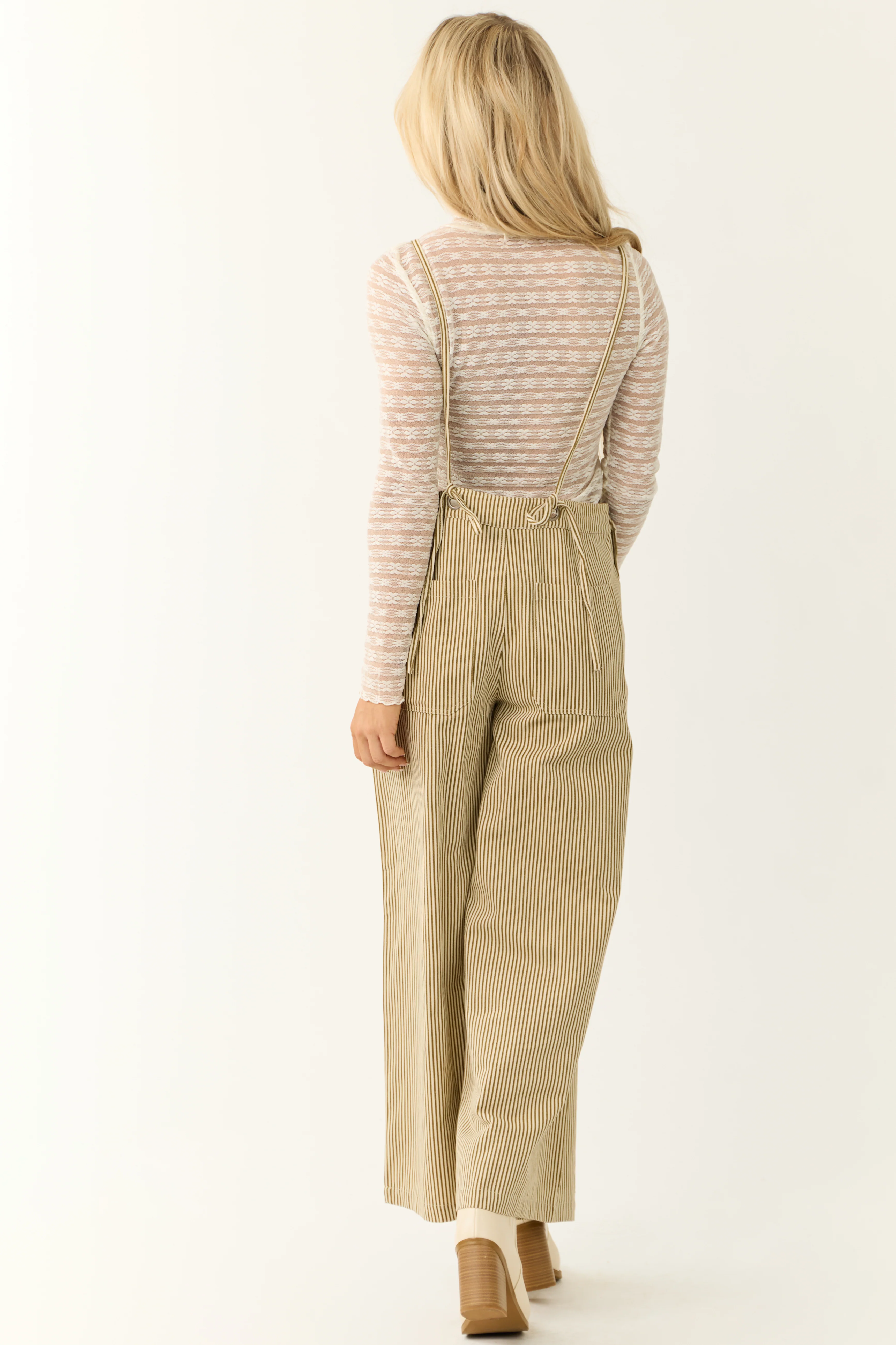 Peanut and Almond Striped Sleeveless Overalls Jumpsuit - Image 5
