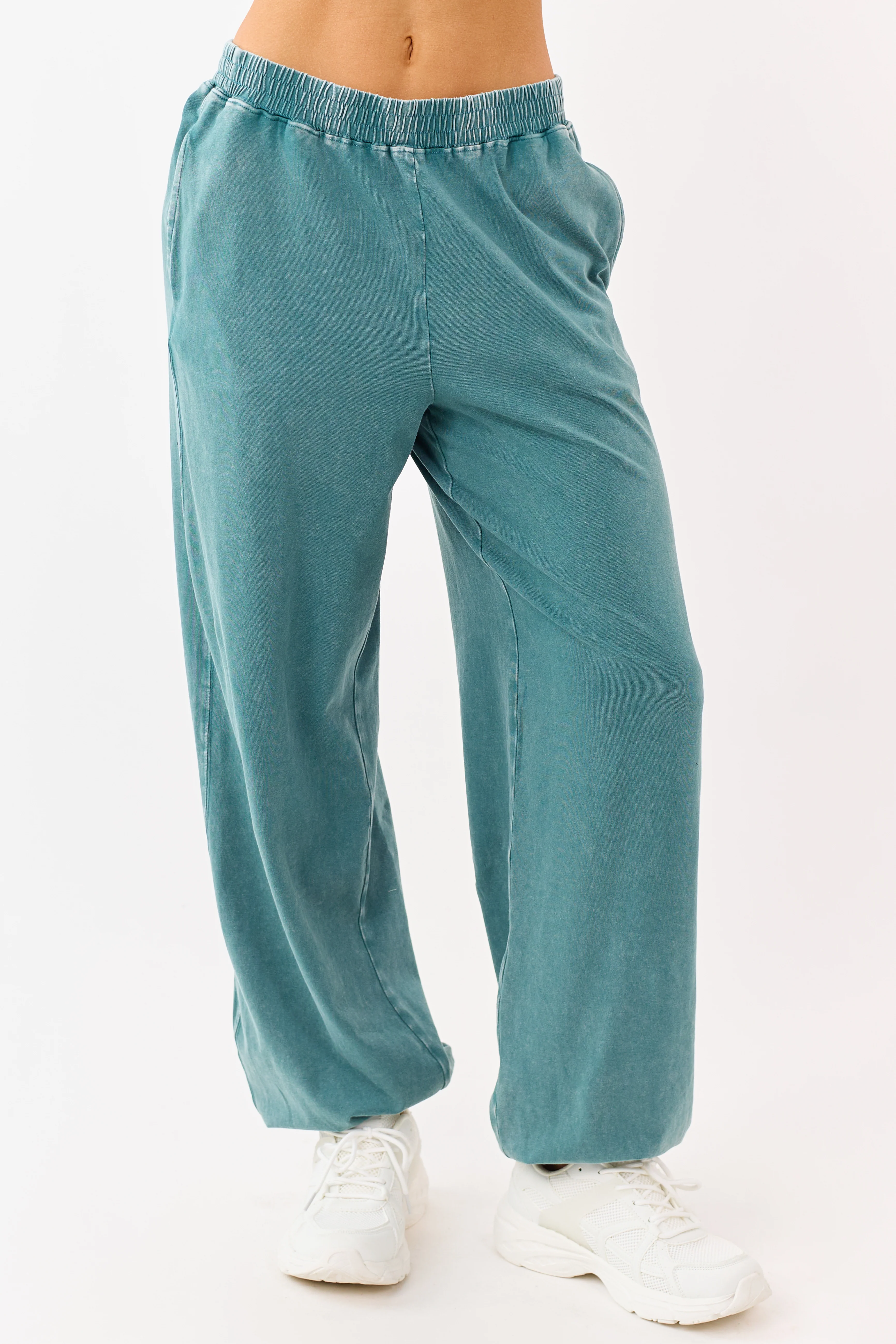 Pine Washed Wrapped Crop Top and Joggers Set - Image 5