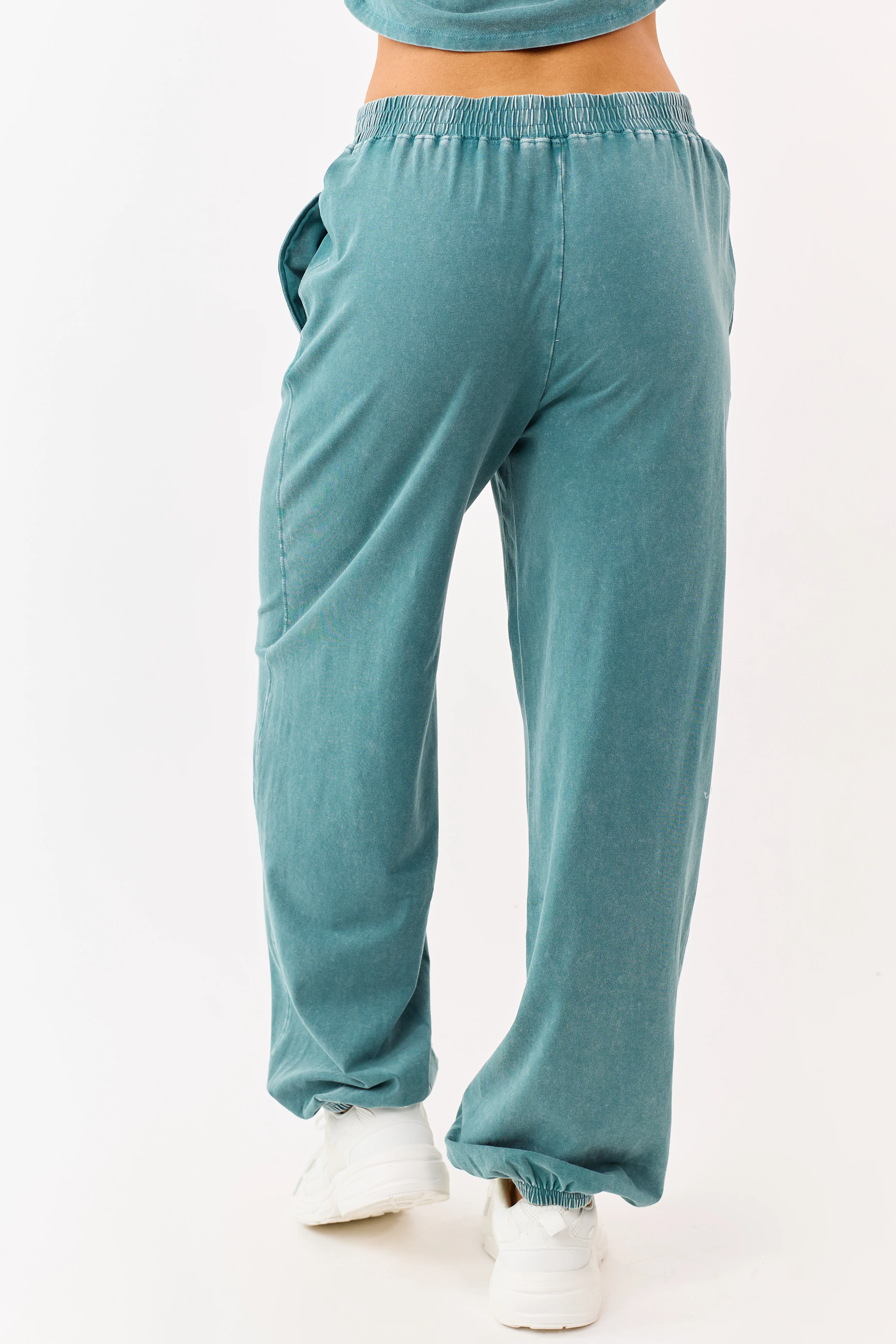 Pine Washed Wrapped Crop Top and Joggers Set - Image 7