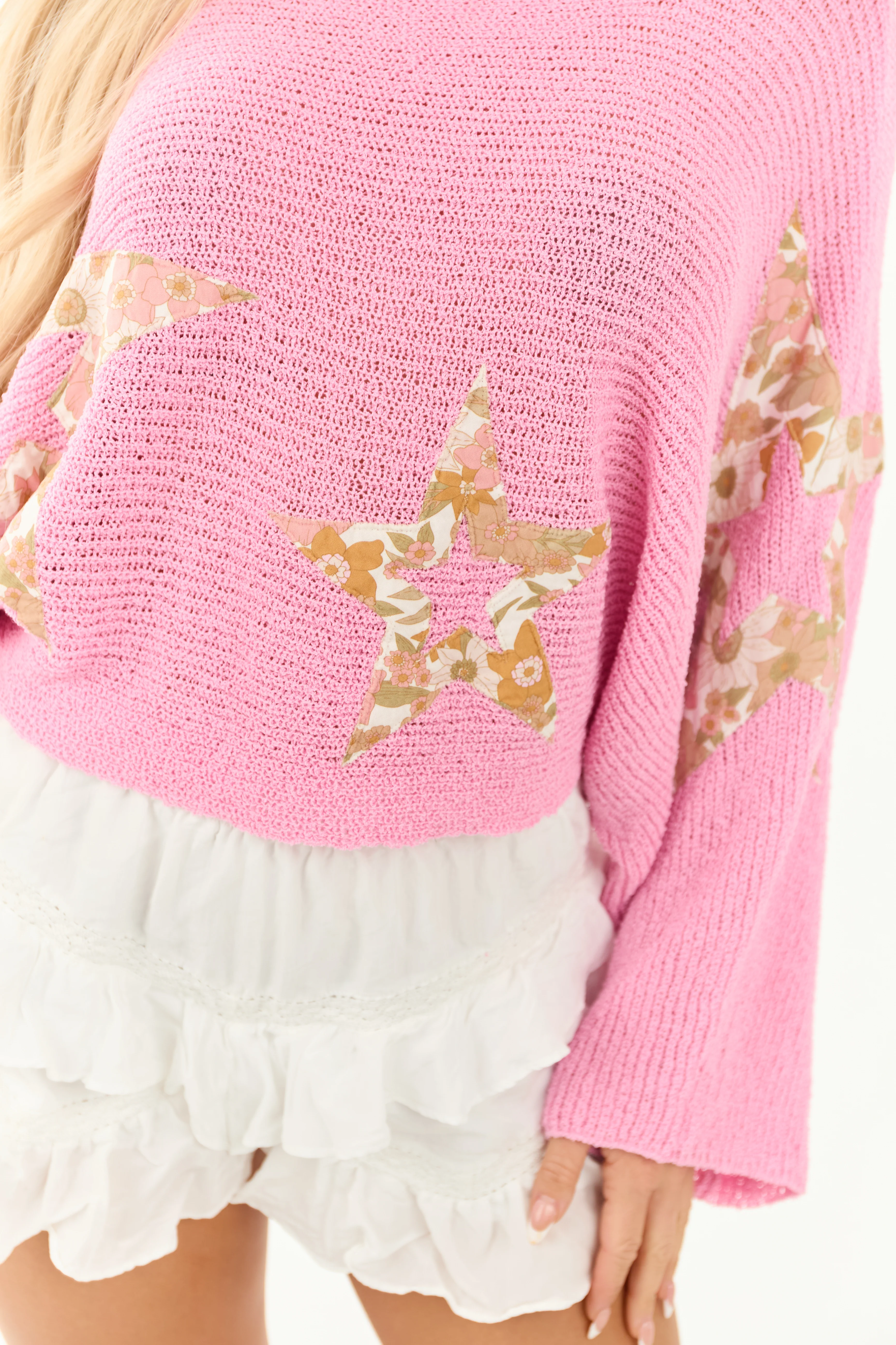 POL Bubblegum Star Patch Cropped Knit Top - Image 8