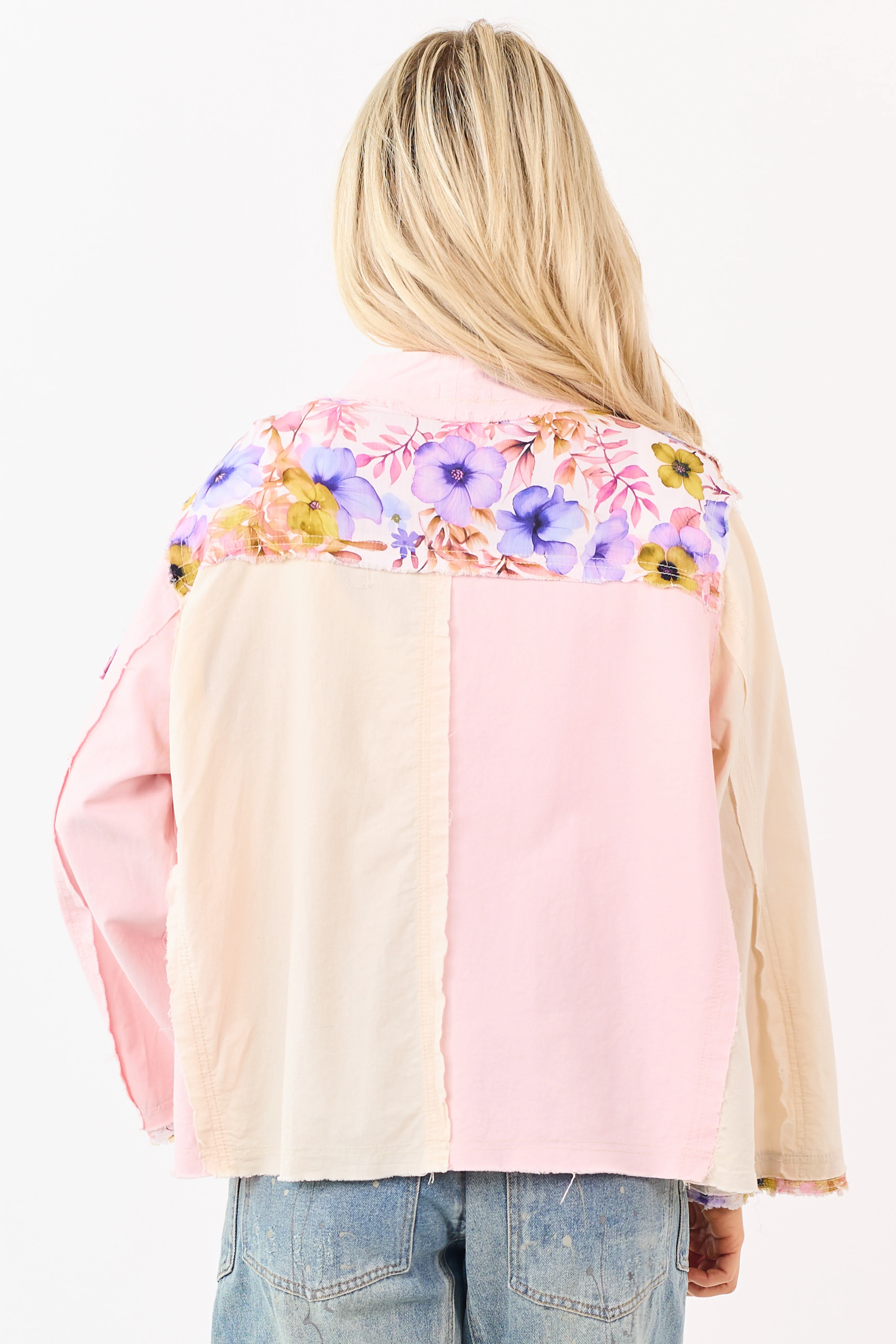 POL Carnation Floral Colorblock Button Up Cotton Top - Image 7