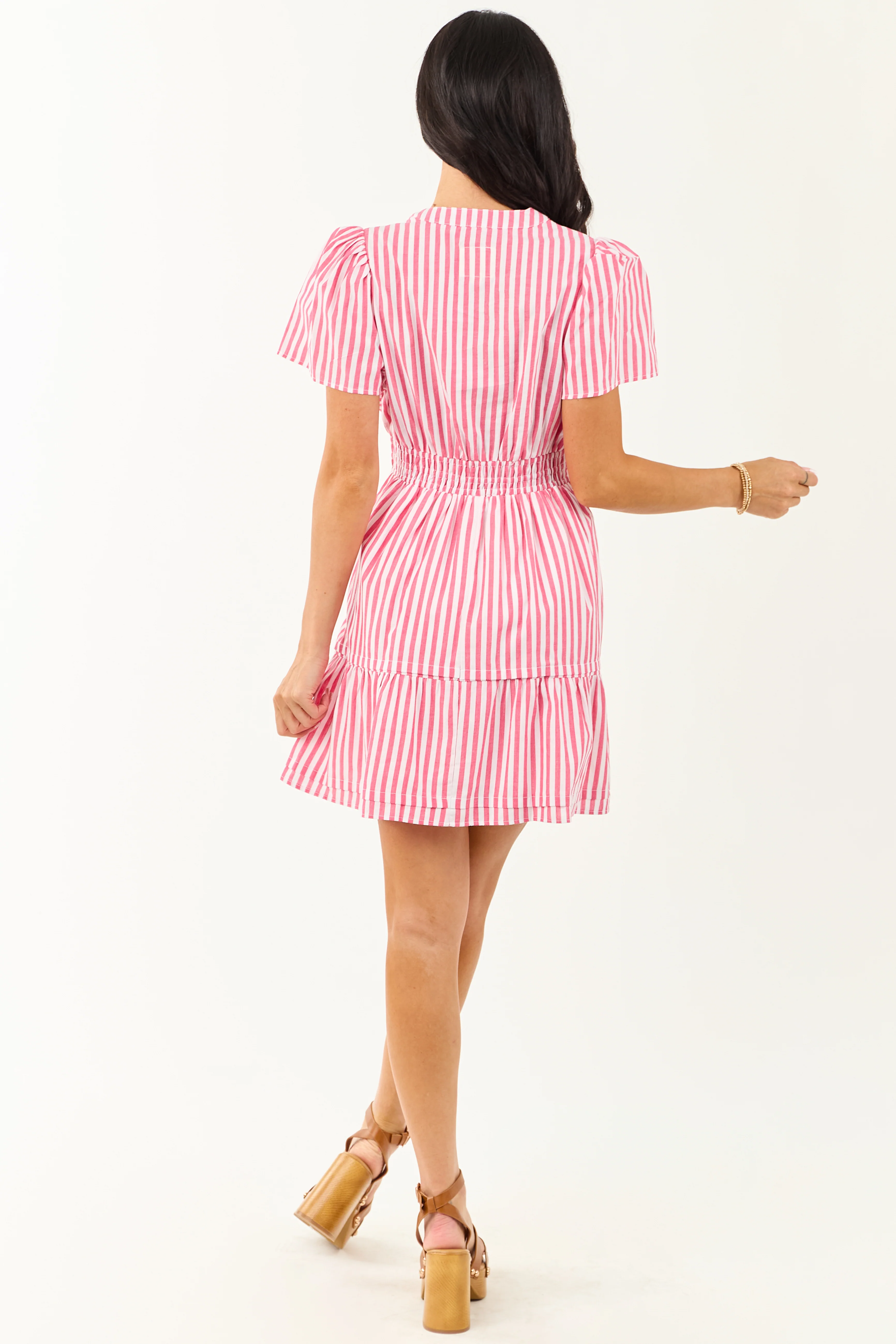 Punch Striped Short Sleeve Cotton Mini Dress - Image 5