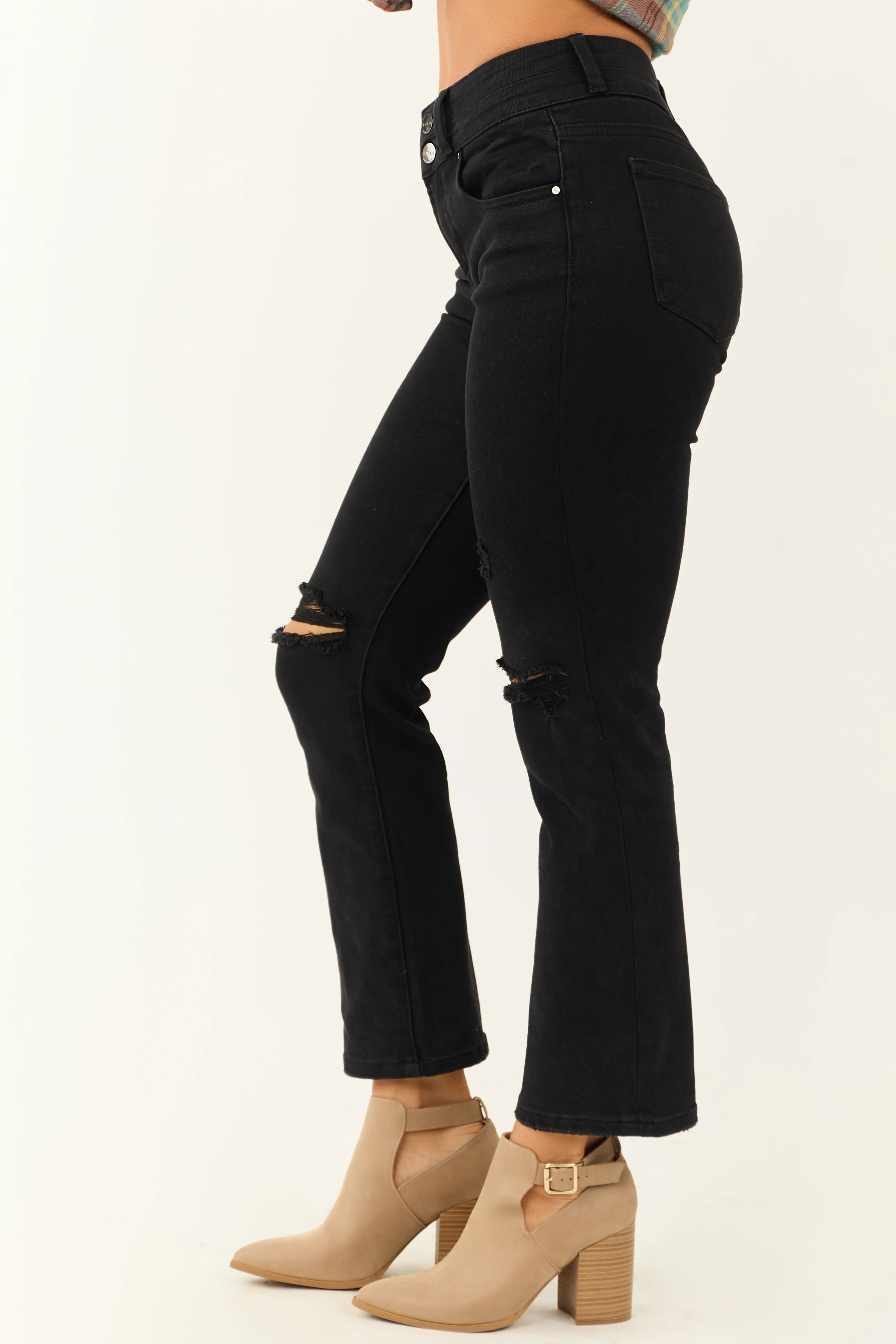 Risen Black High Rise Distressed Ankle Jeans - Image 3