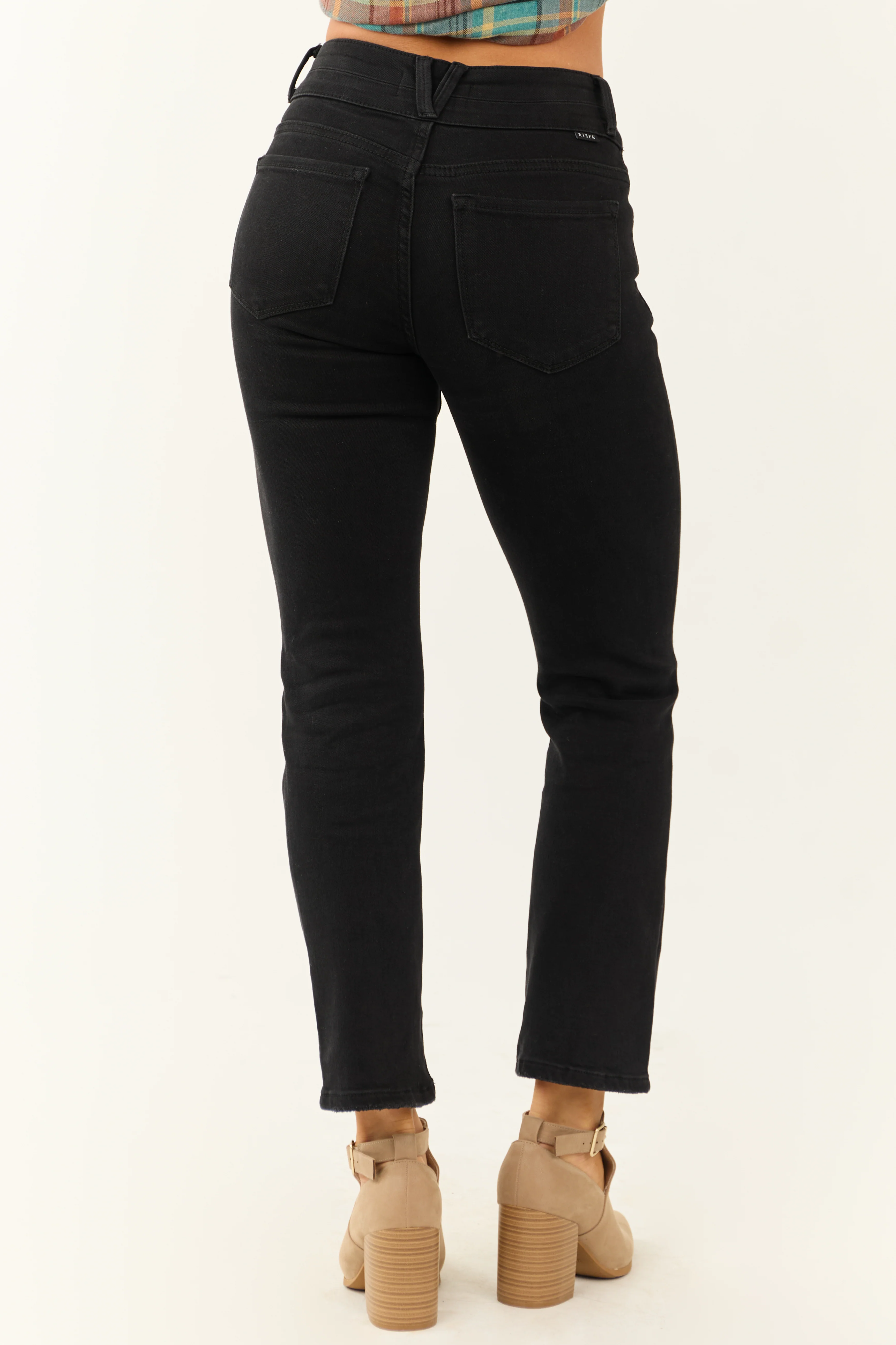 Risen Black High Rise Distressed Ankle Jeans - Image 4