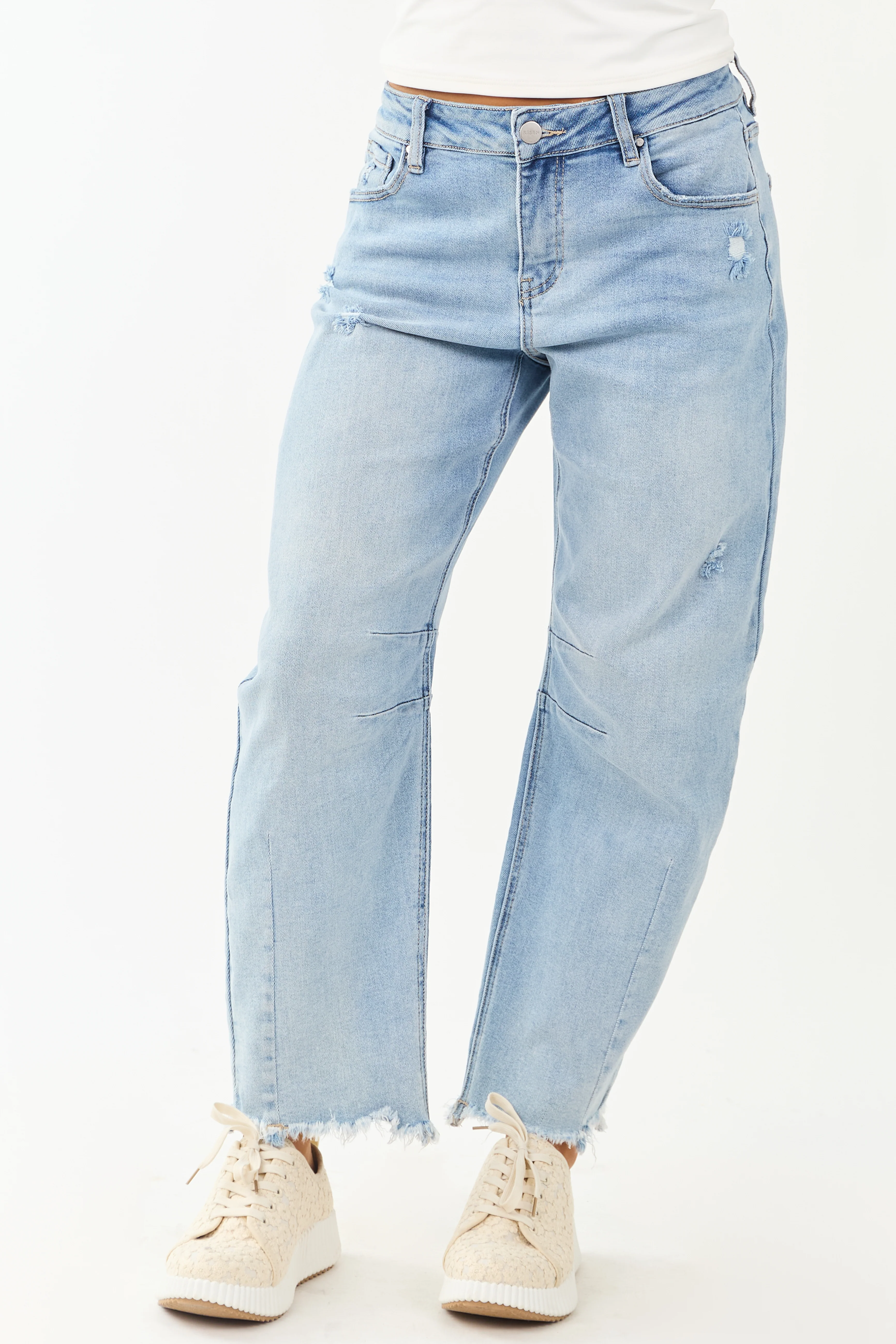 Risen Light Wash High Rise Stretchy Barrel Jeans - Image 2