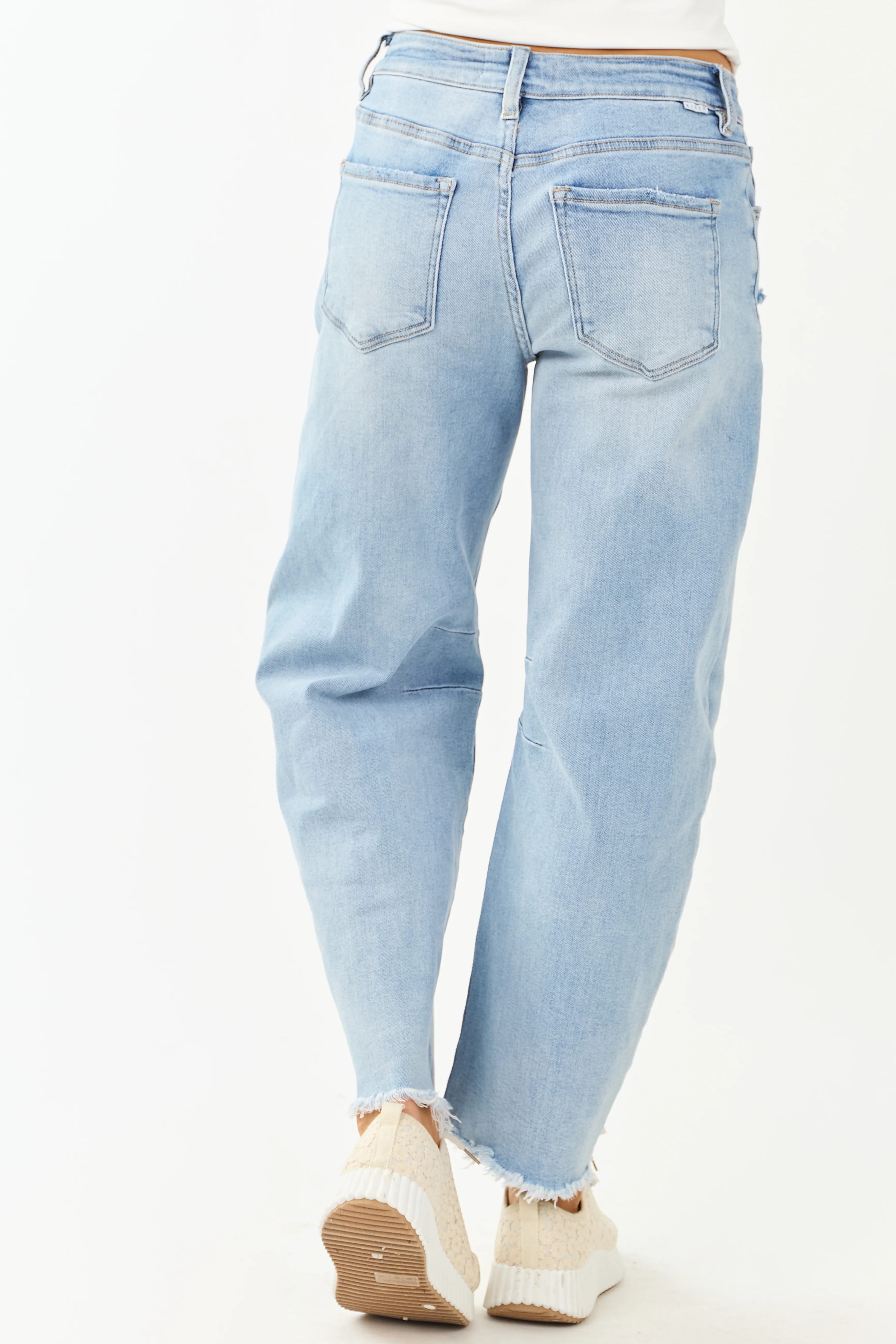 Risen Light Wash High Rise Stretchy Barrel Jeans - Image 4