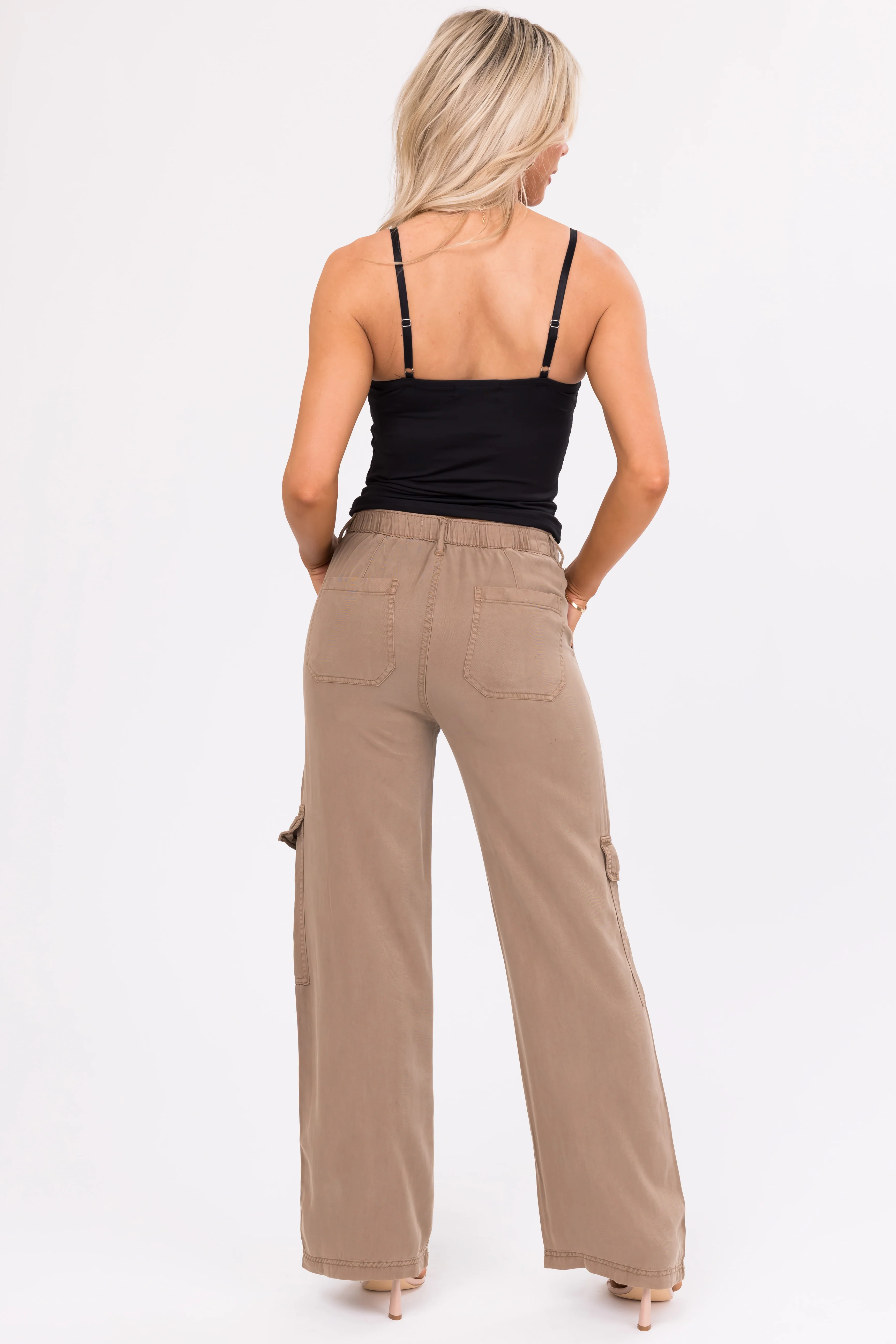 Risen Peanut Wide Leg Tencel Cargo Pants - Image 7