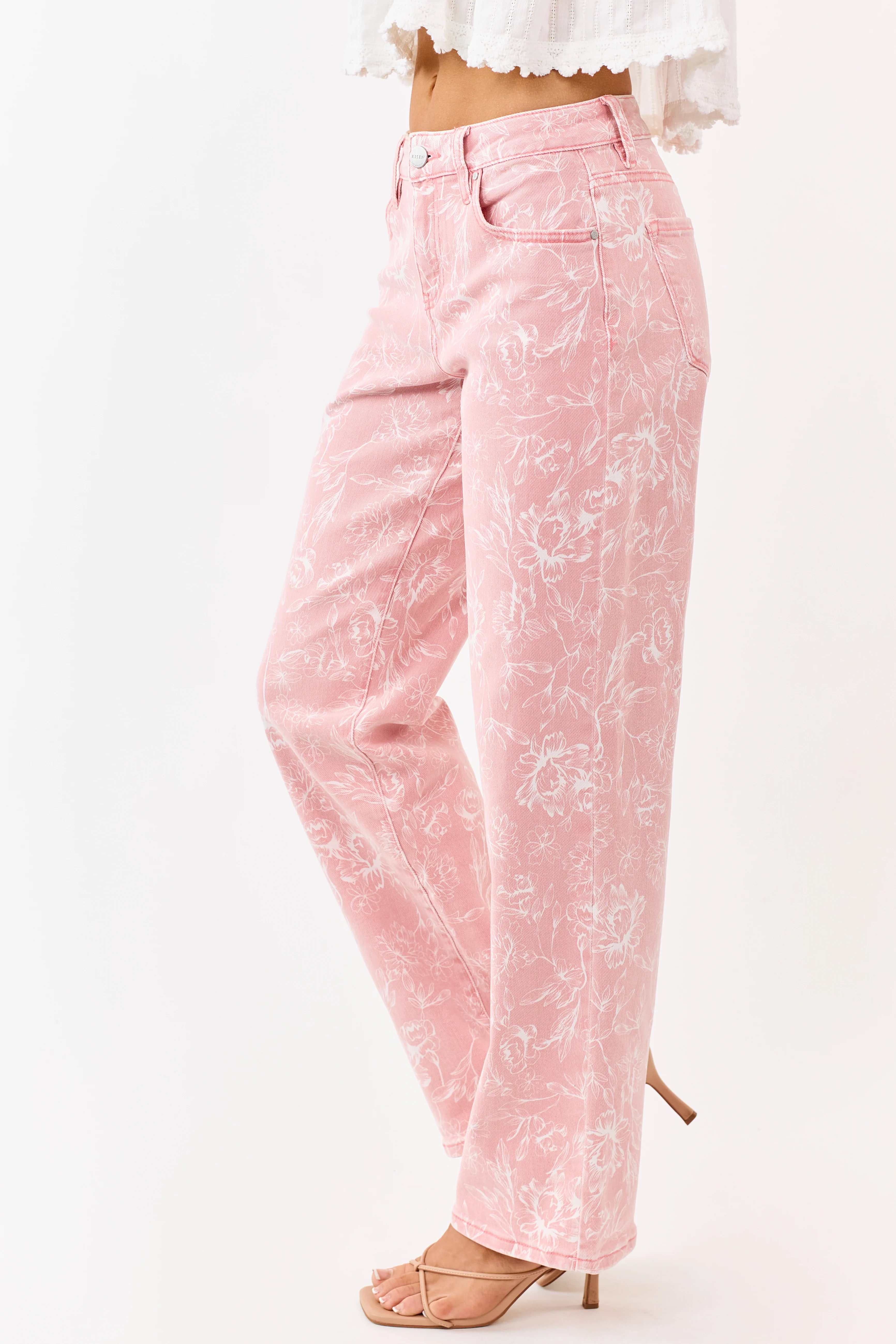 Risen Punch Floral Relaxed Straight Stretchy Jeans - Image 3