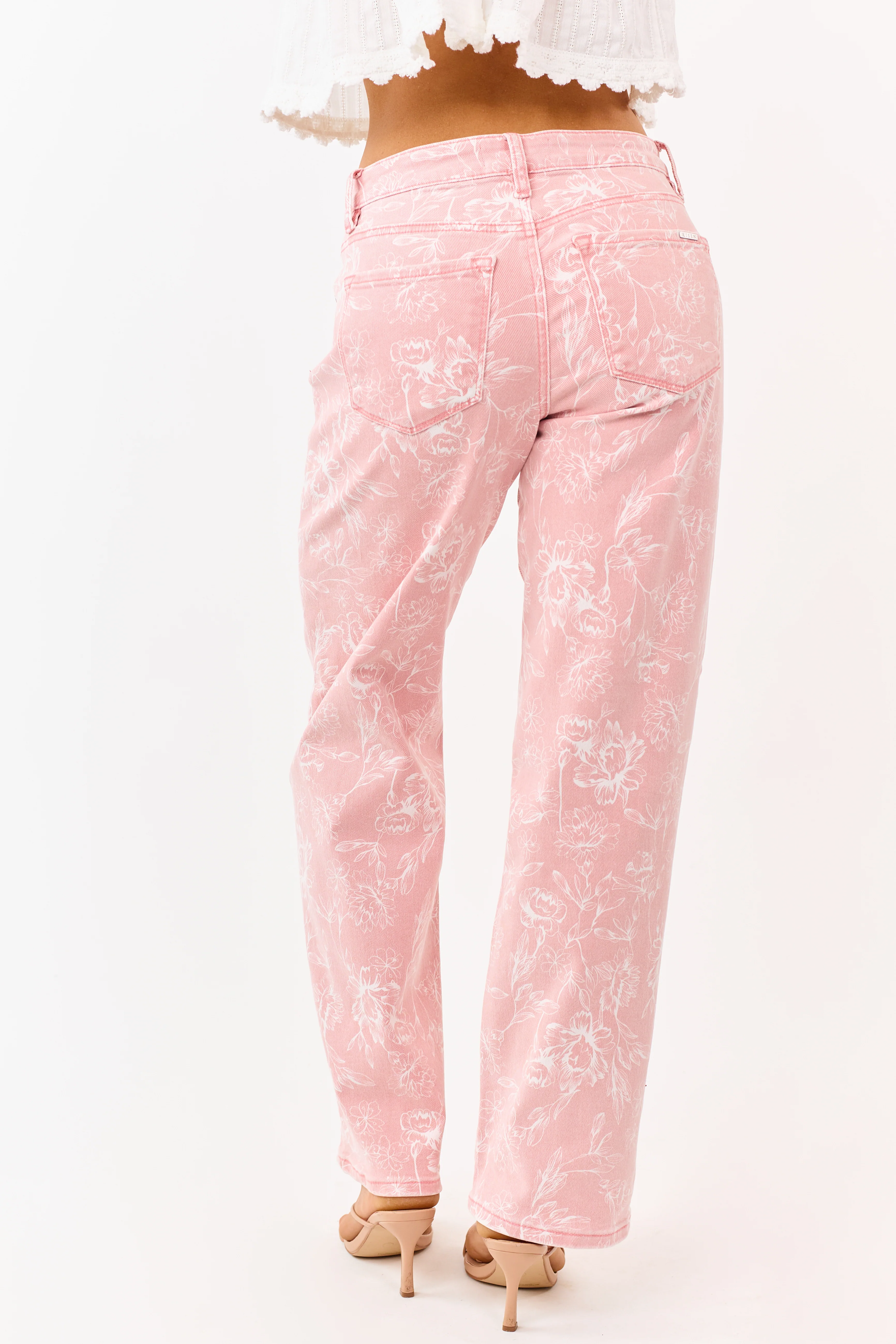Risen Punch Floral Relaxed Straight Stretchy Jeans - Image 4
