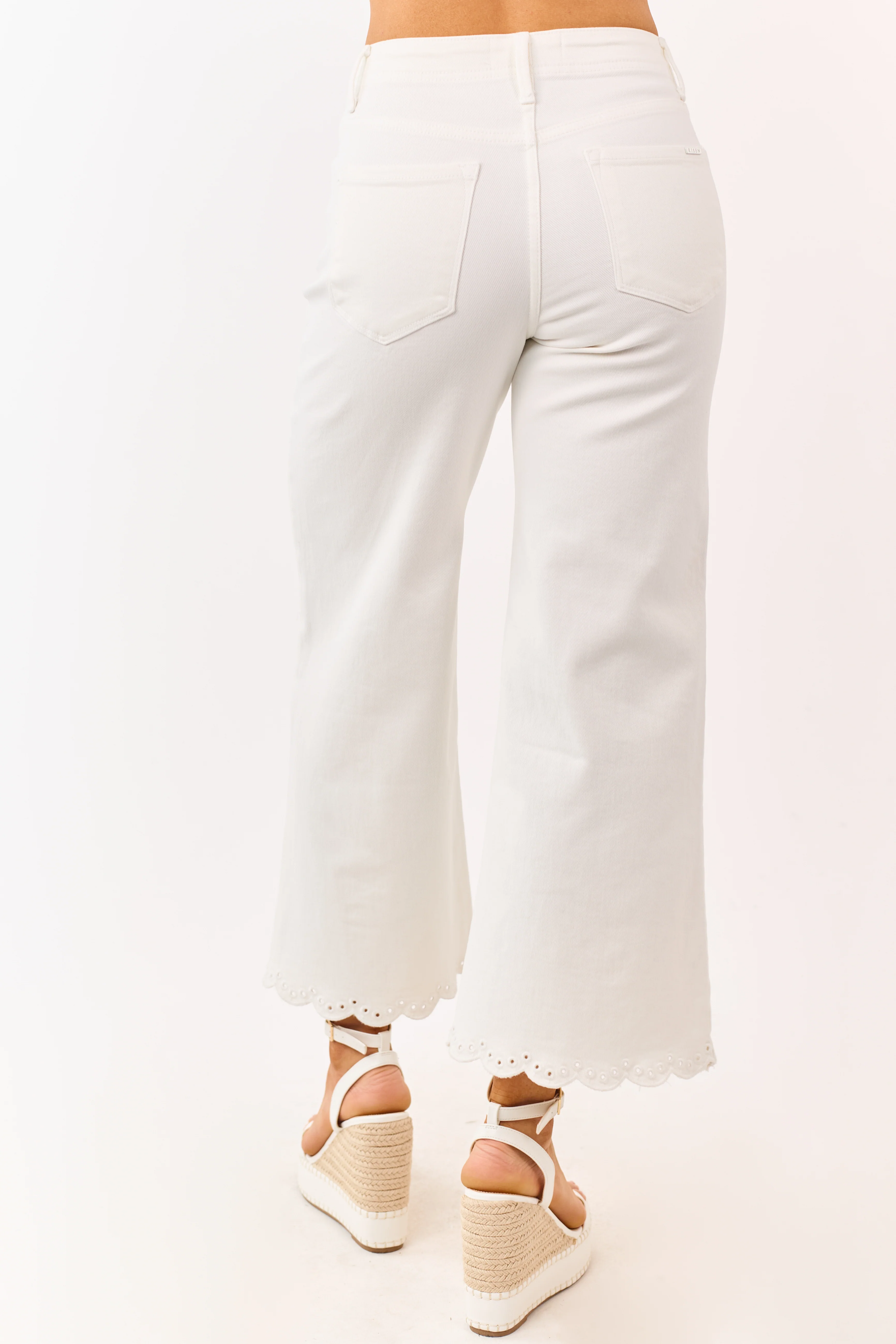 Risen White Tummy Control Embroidered Wide Leg Jeans - Image 6