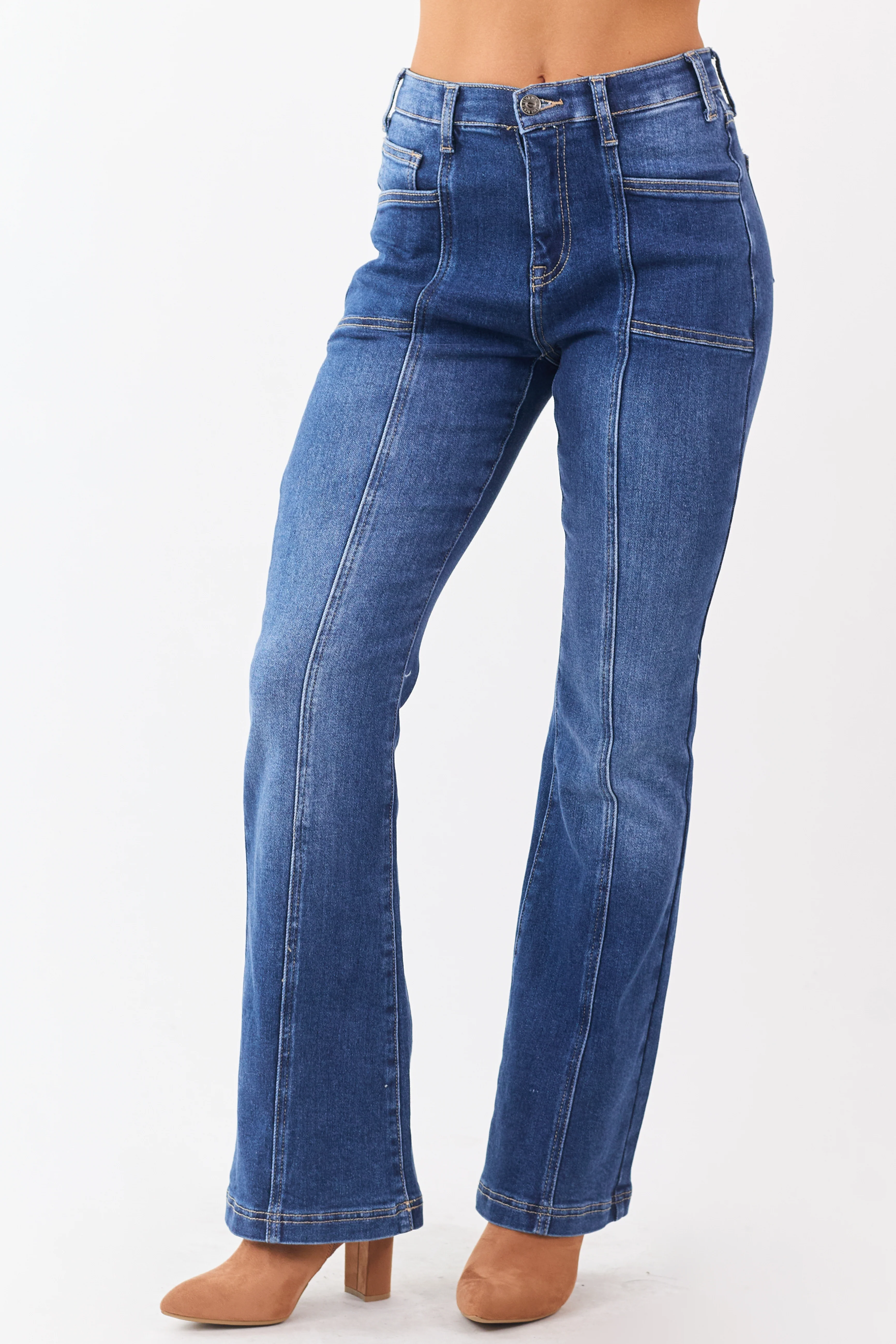 Saige Dark Wash Tummy Control Stretchy Bootcut Jeans