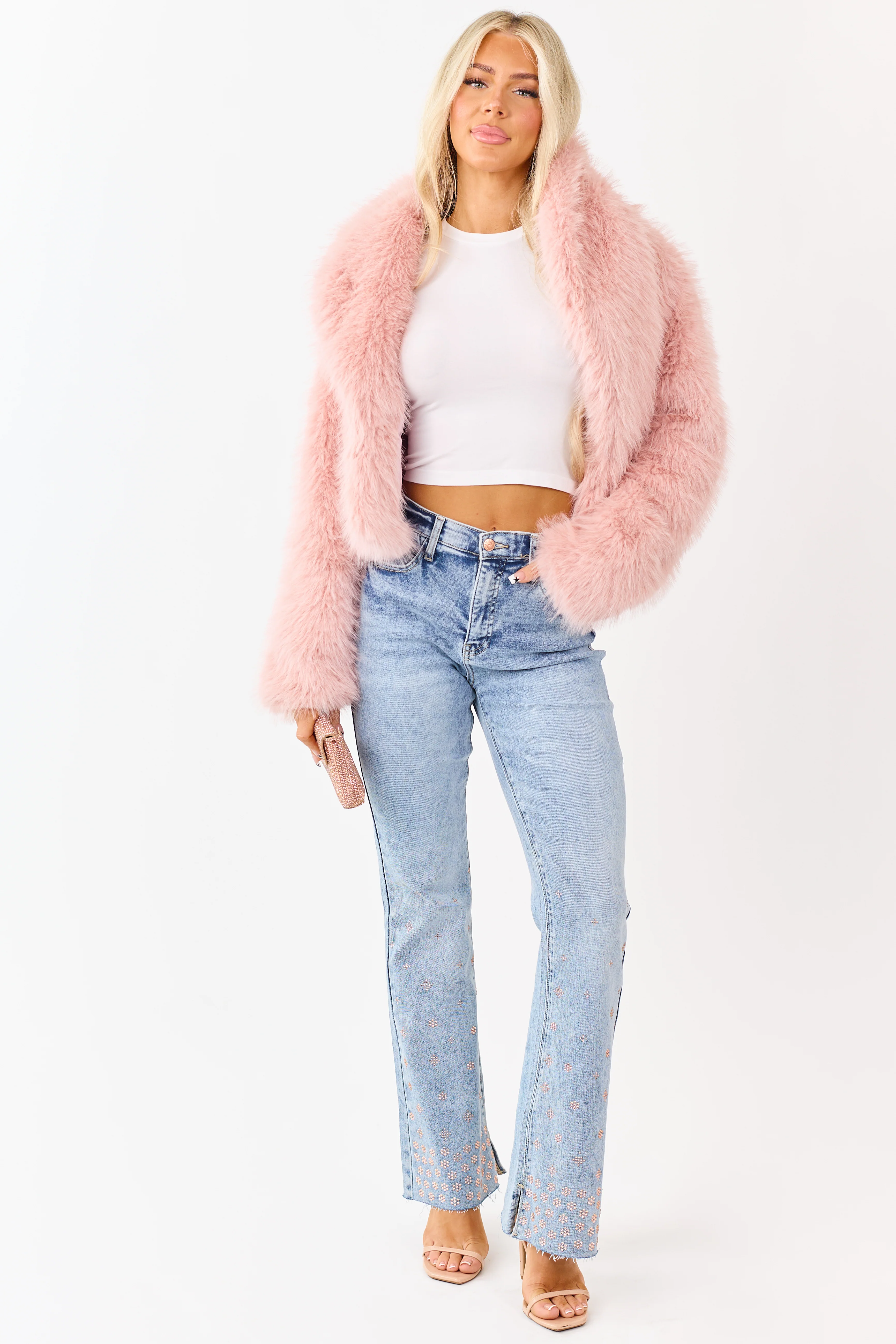 Saige Tummy Control Floral Rhinestone Stretch Flare Jeans - Image 10