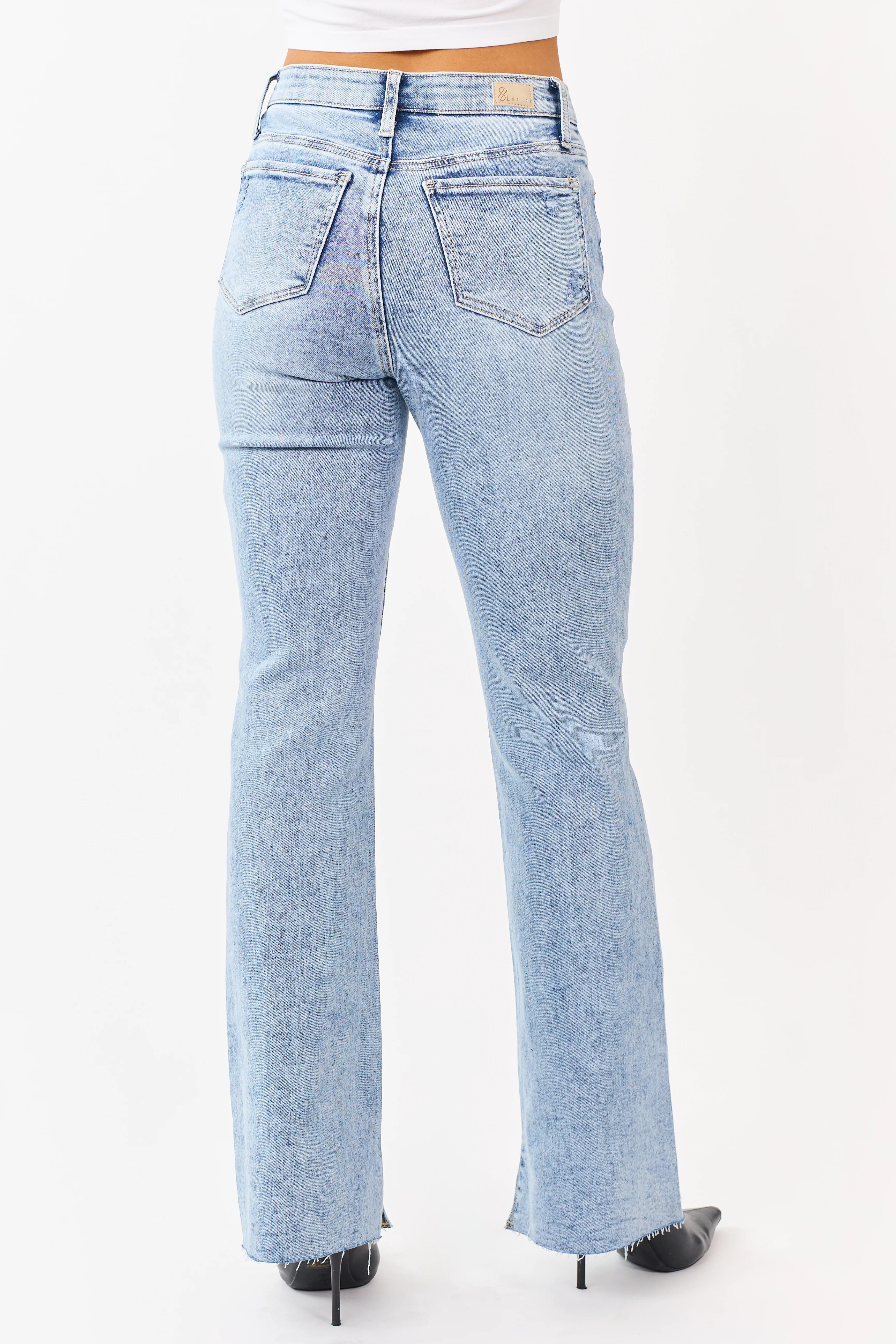Saige Tummy Control Floral Rhinestone Stretch Flare Jeans - Image 7