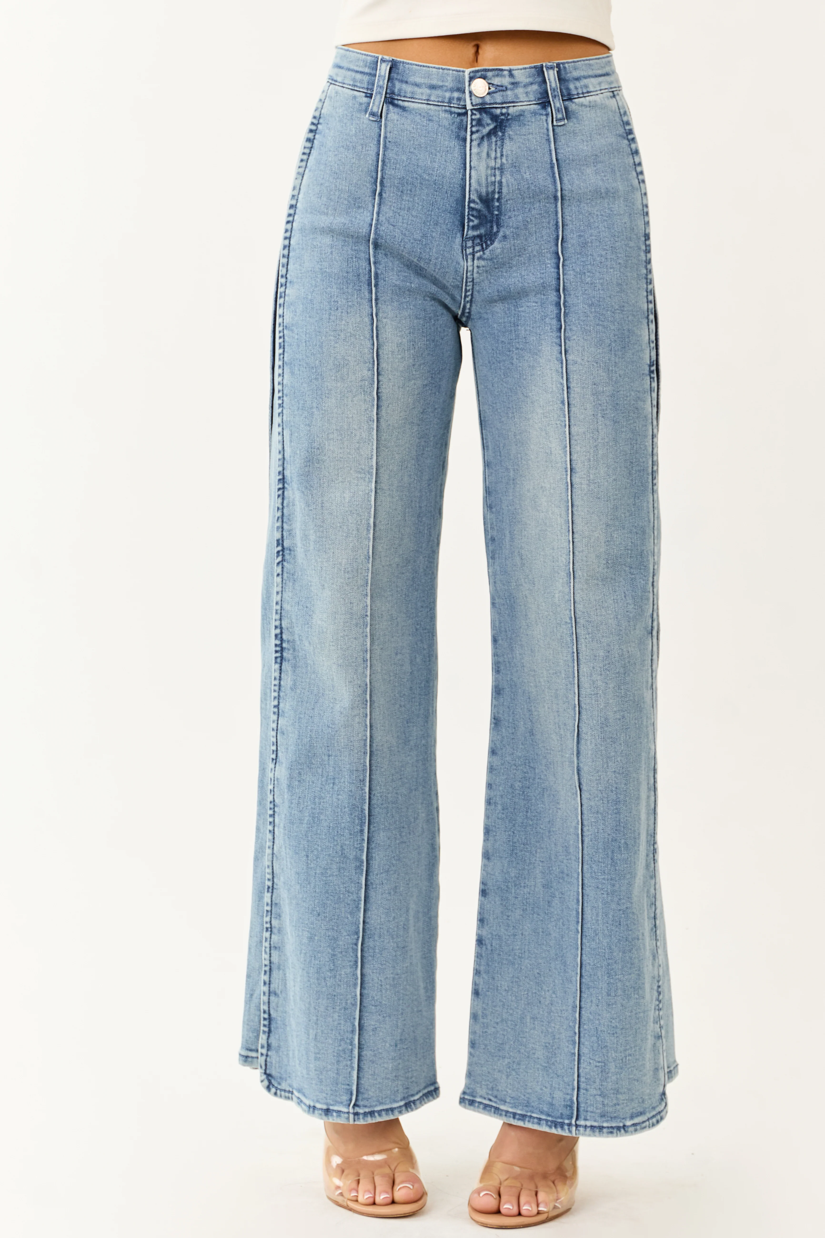 Saige Tummy Control Stretchy Wide Seam Detailed Jeans - Image 2