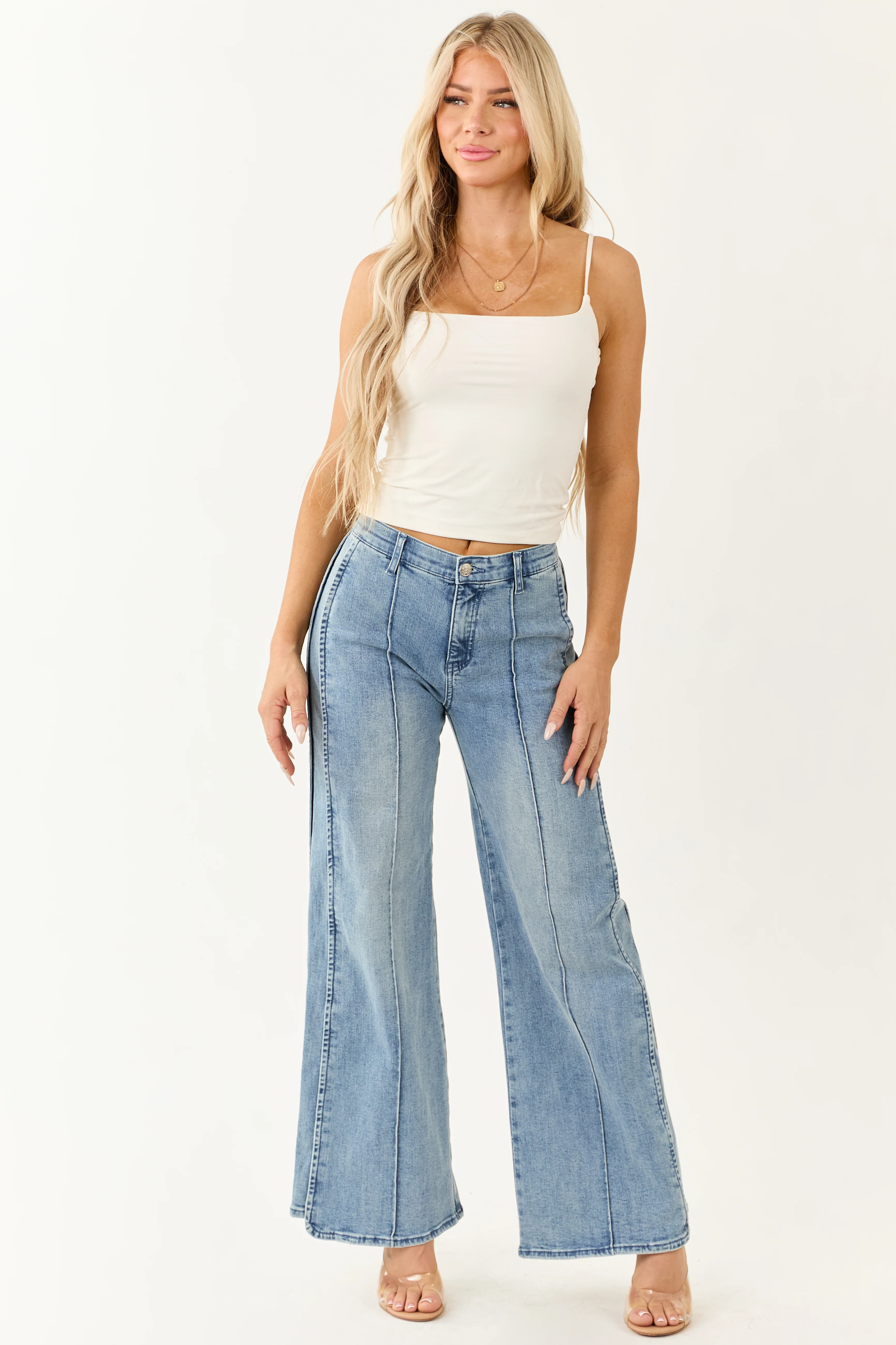 Saige Tummy Control Stretchy Wide Seam Detailed Jeans - Image 3