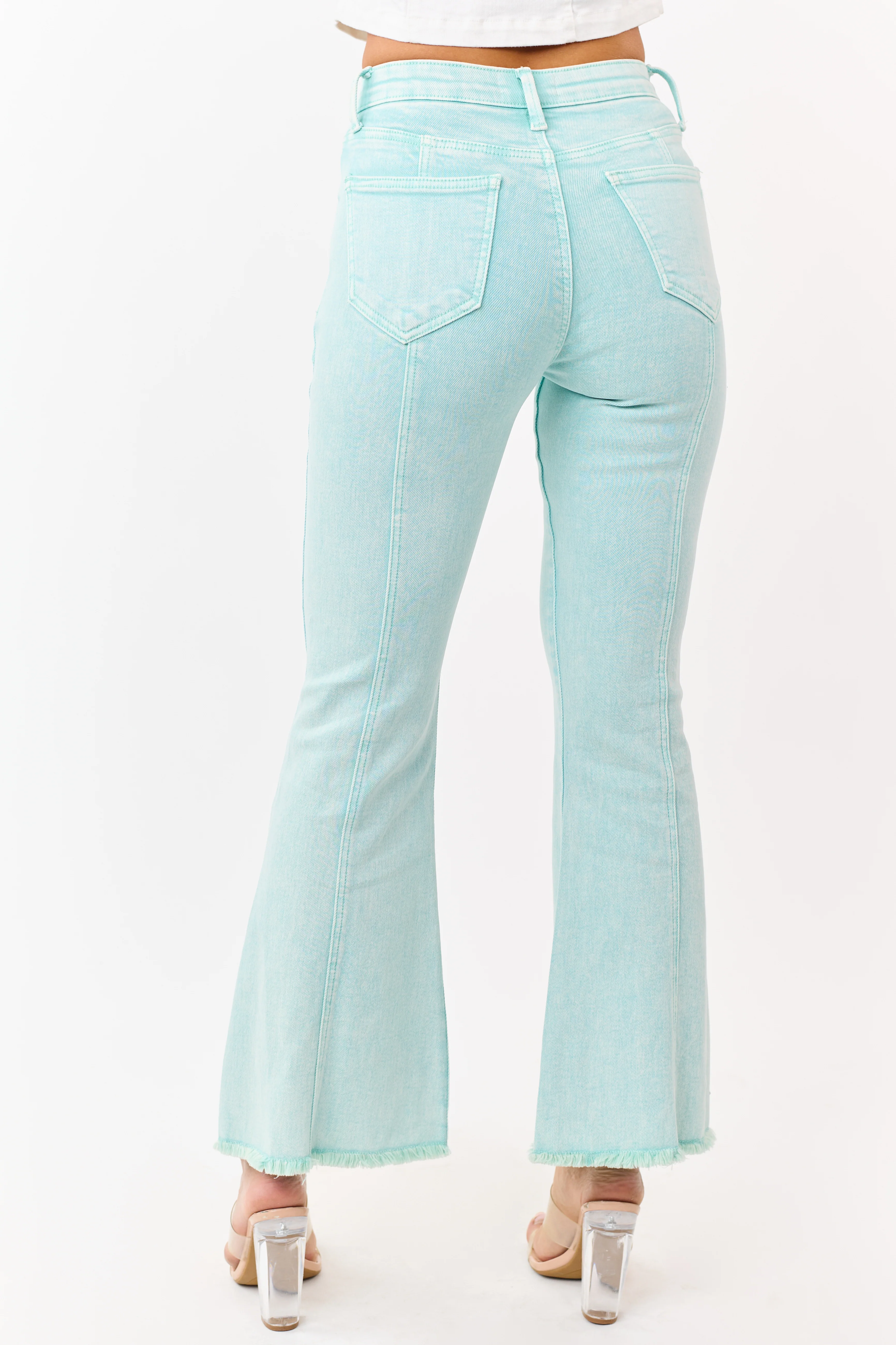 Saige Turquoise Tummy Control Bootcut Jeans - Image 4