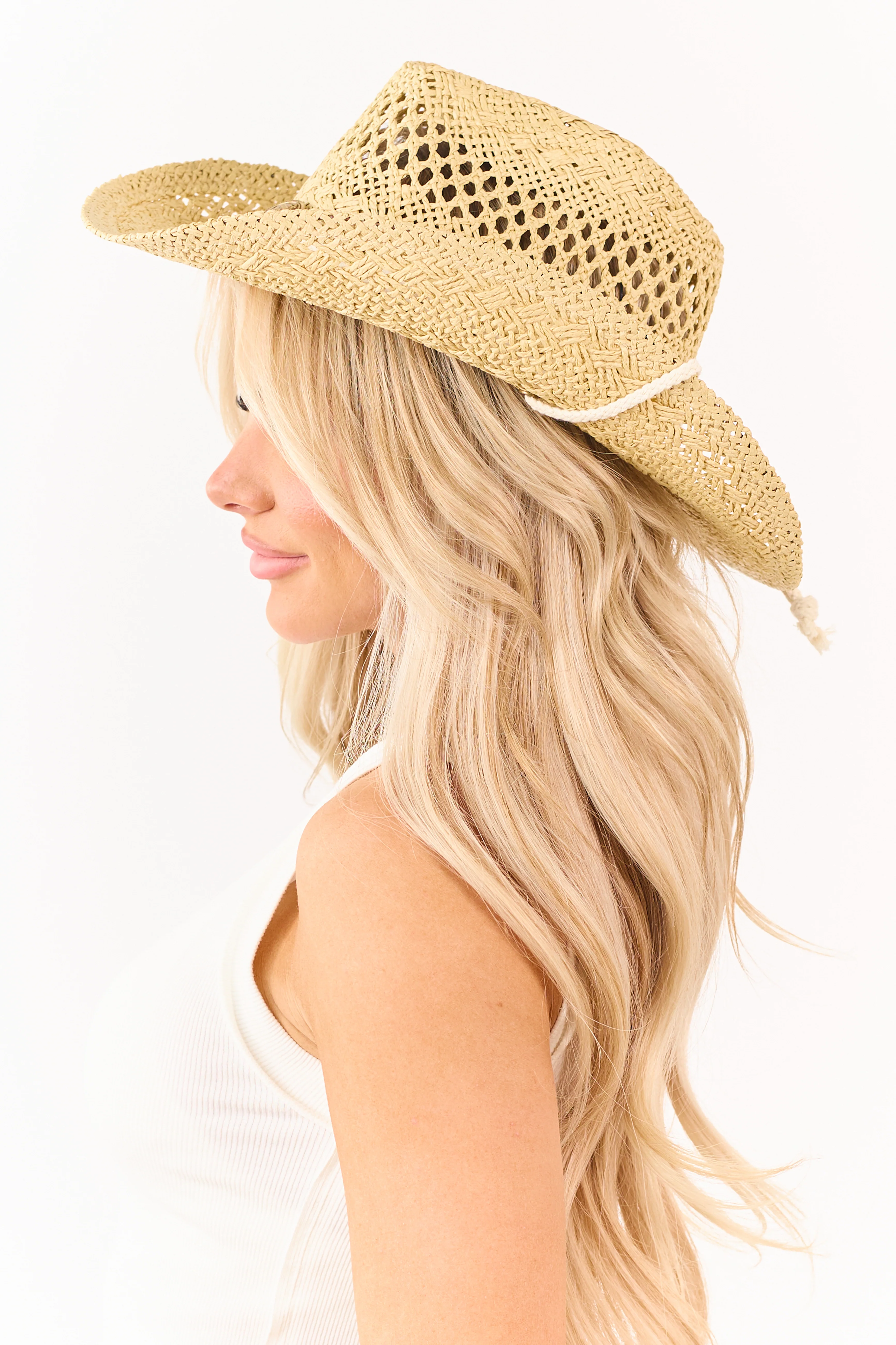 Sand Anchor Pendant Woven Straw Cowboy Hat - Image 4