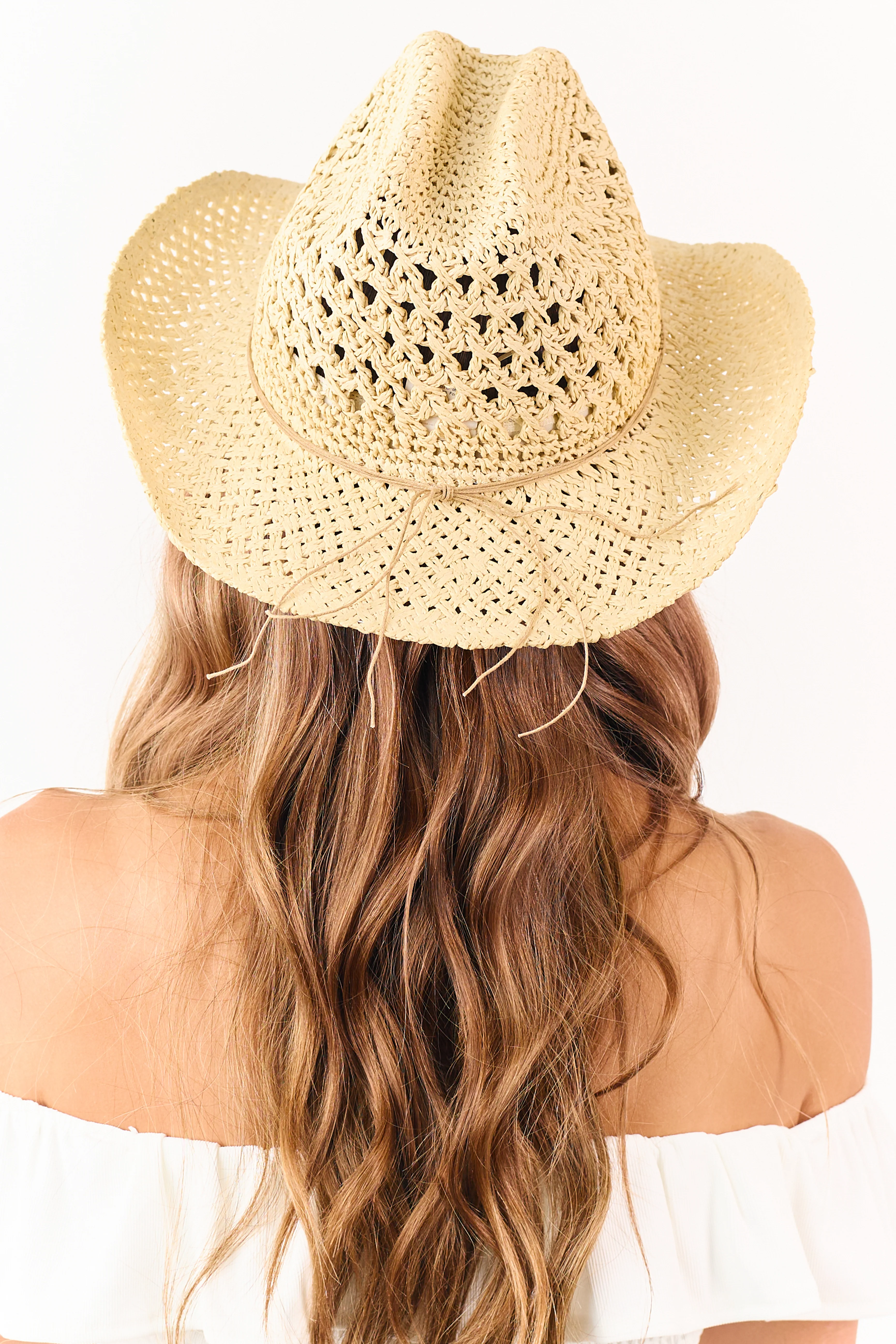 Sand Bead Detail Woven Straw Cowboy Hat - Image 3