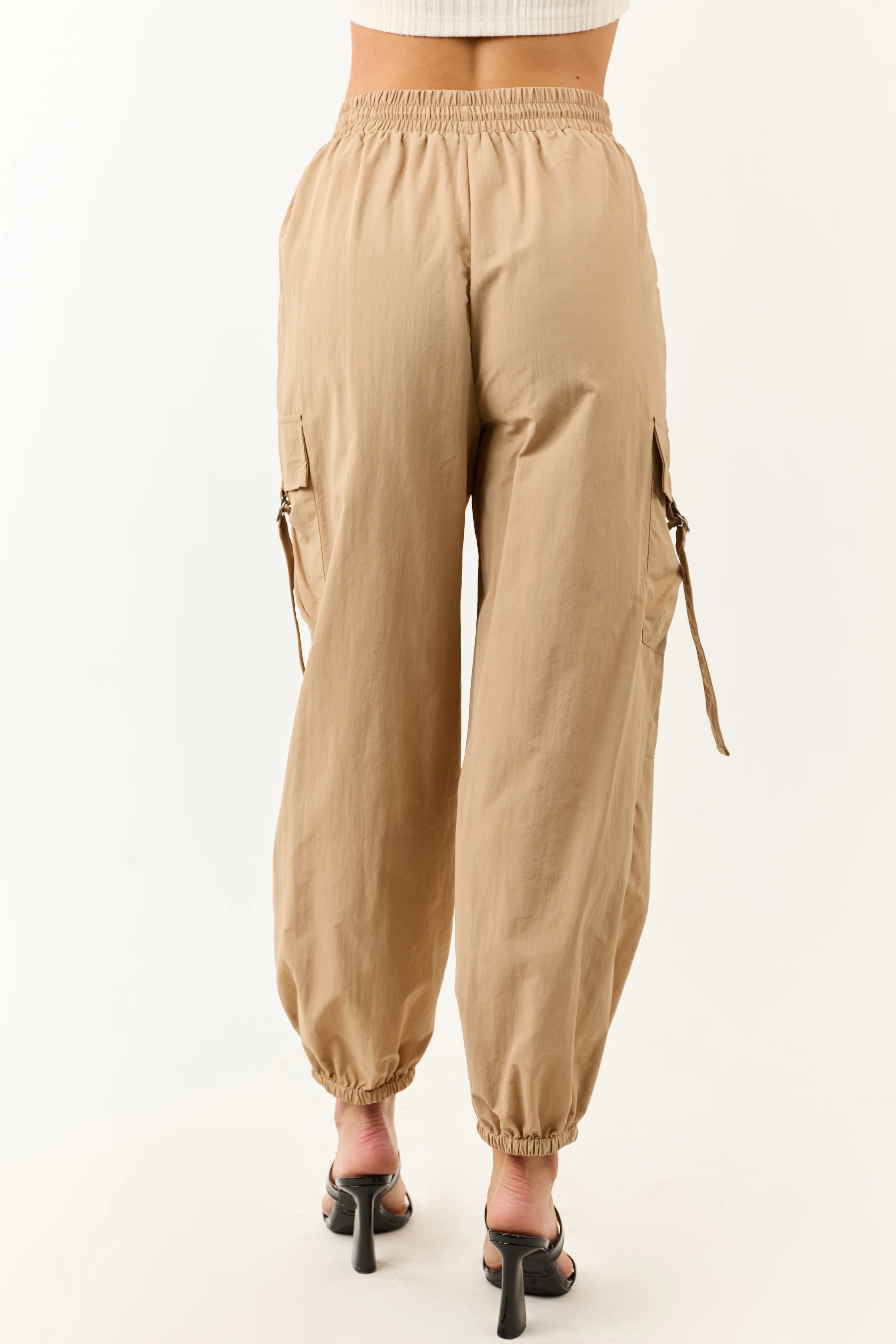 Sand Drawstring Waistband Cargo Jogger Pants - Image 4