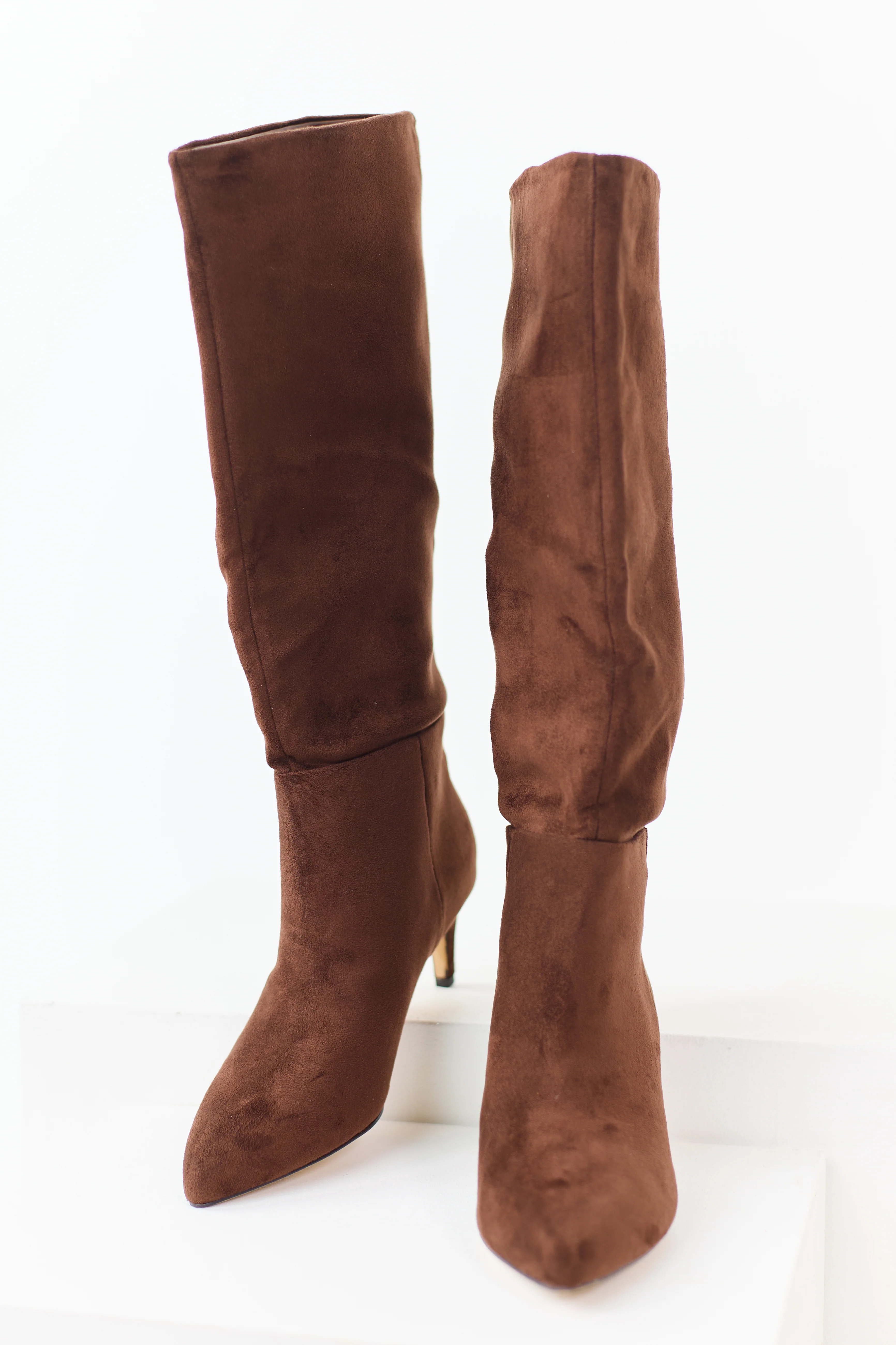 Sepia Faux Suede Pointed Toe Heeled Boots - Image 2