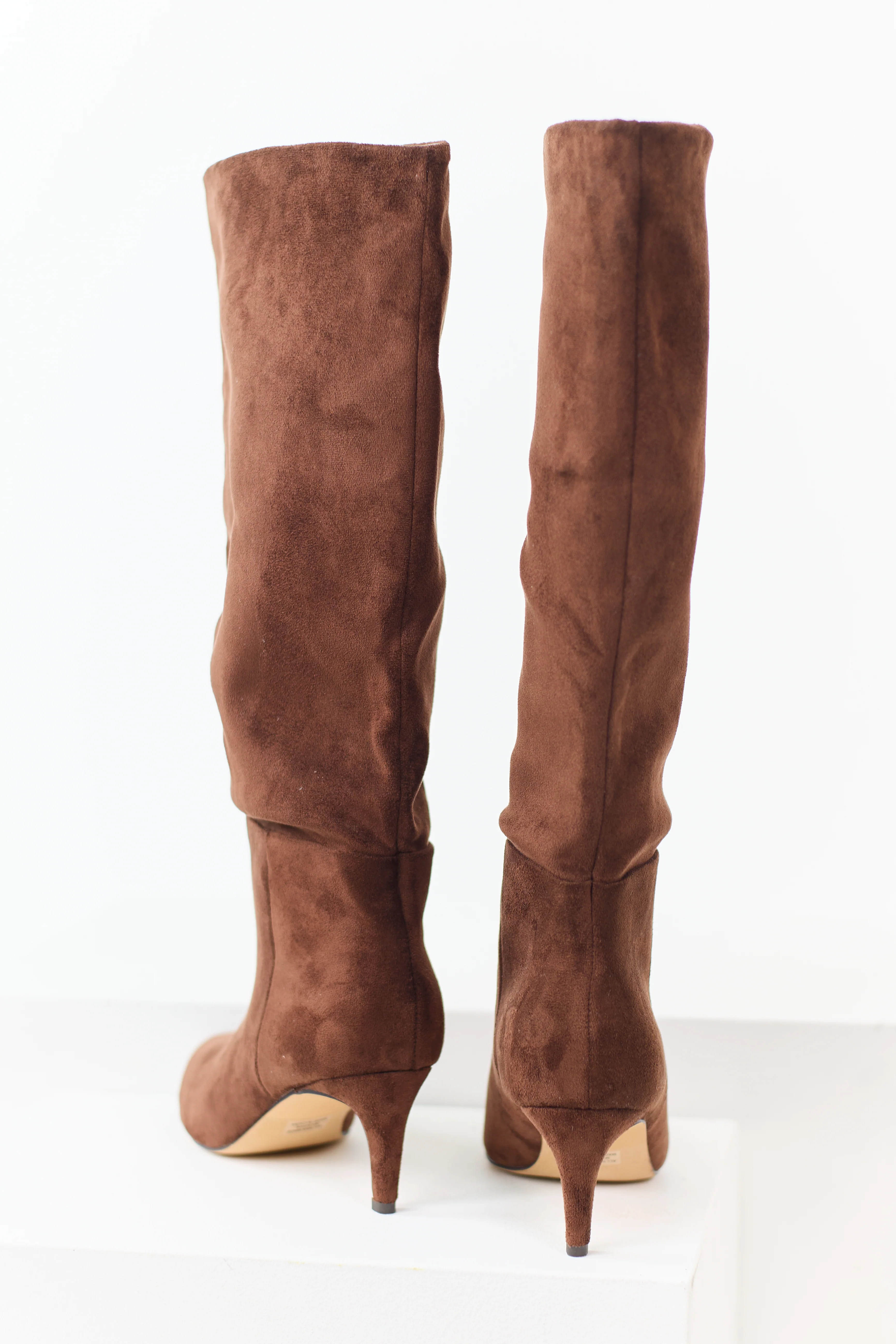 Sepia Faux Suede Pointed Toe Heeled Boots - Image 3