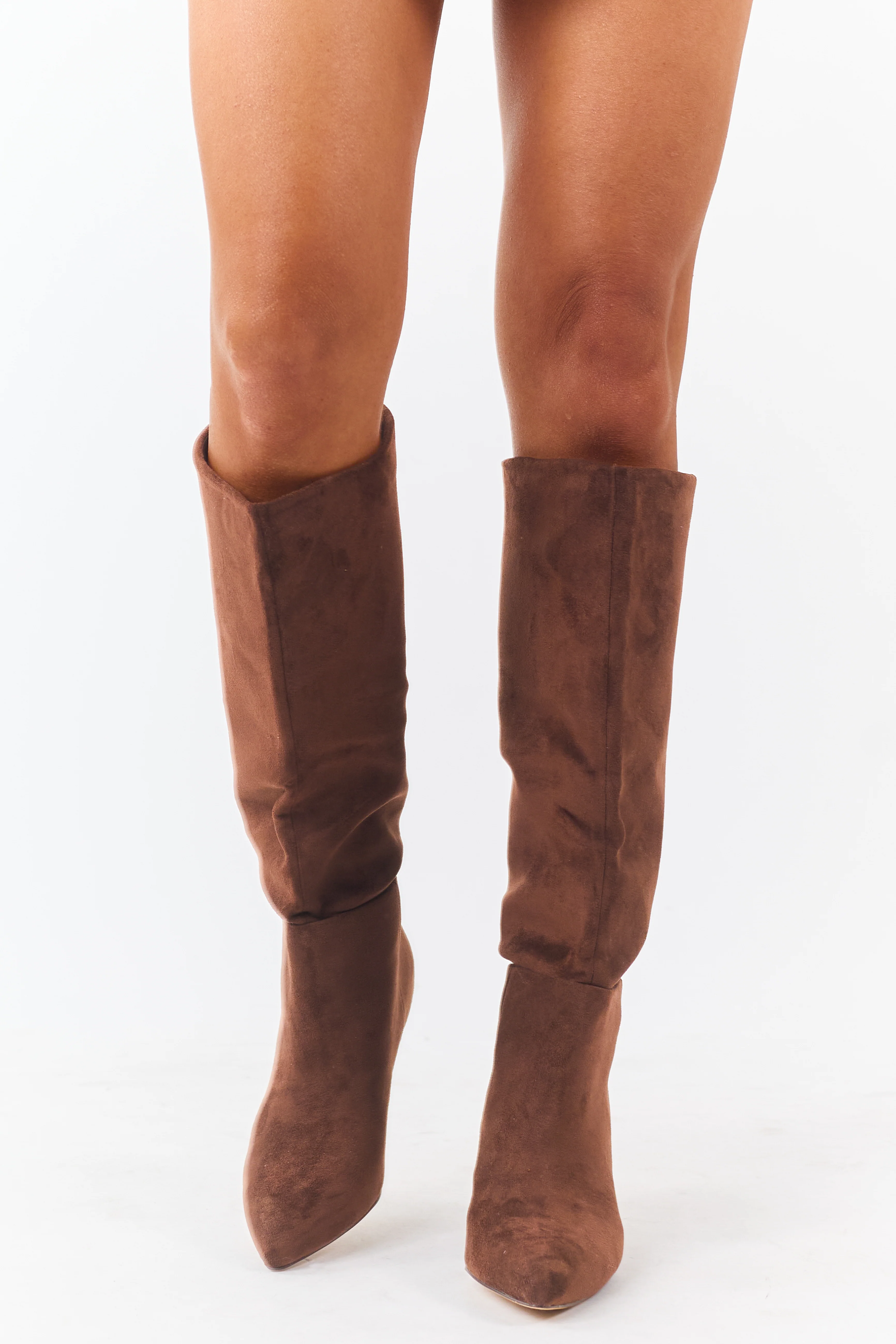 Sepia Faux Suede Pointed Toe Heeled Boots - Image 4